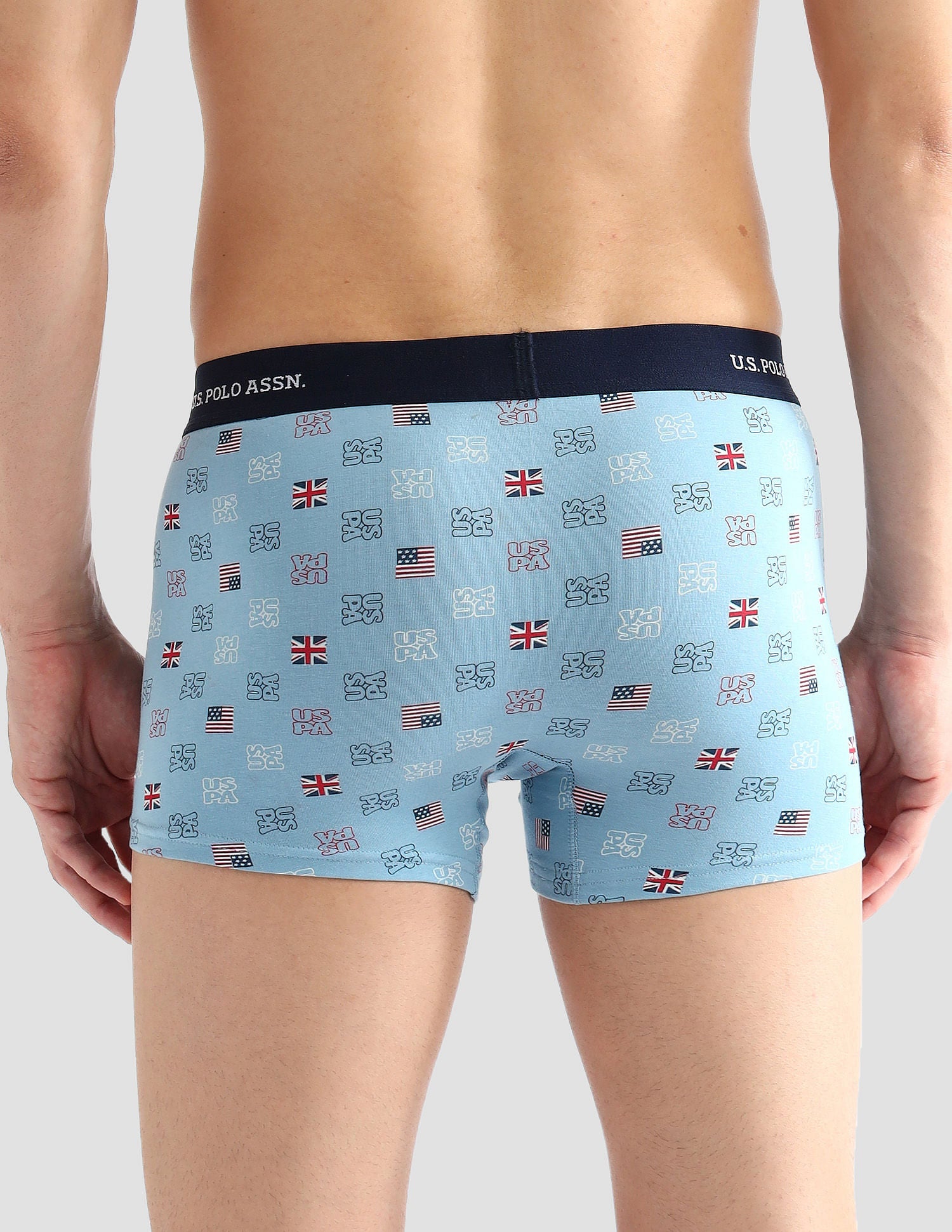 Elasticized Waist Solid OET14 Trunks - Pack Of 3 White, White and Light Blue - U.S. POLO ASSN. | Large