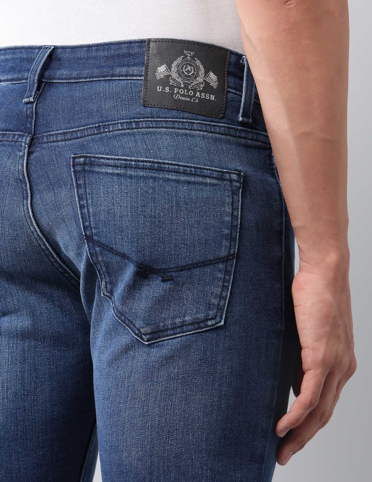 Brandon Slim Tapered Fit Blue Jeans Med Blue - U.S. POLO ASSN. | Large