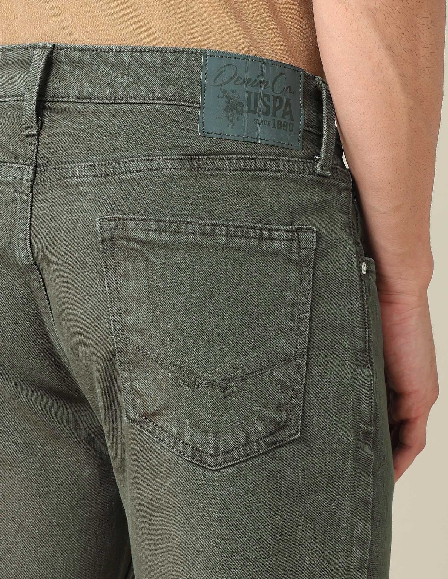 Brandon Slim Tapered Fit Green Jeans Dark Olive - U.S. POLO ASSN. | Large