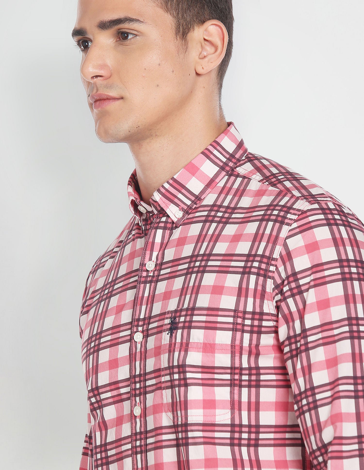 Slim Fit Plaid Shirt Pink - U.S. Polo Assn. India | Large