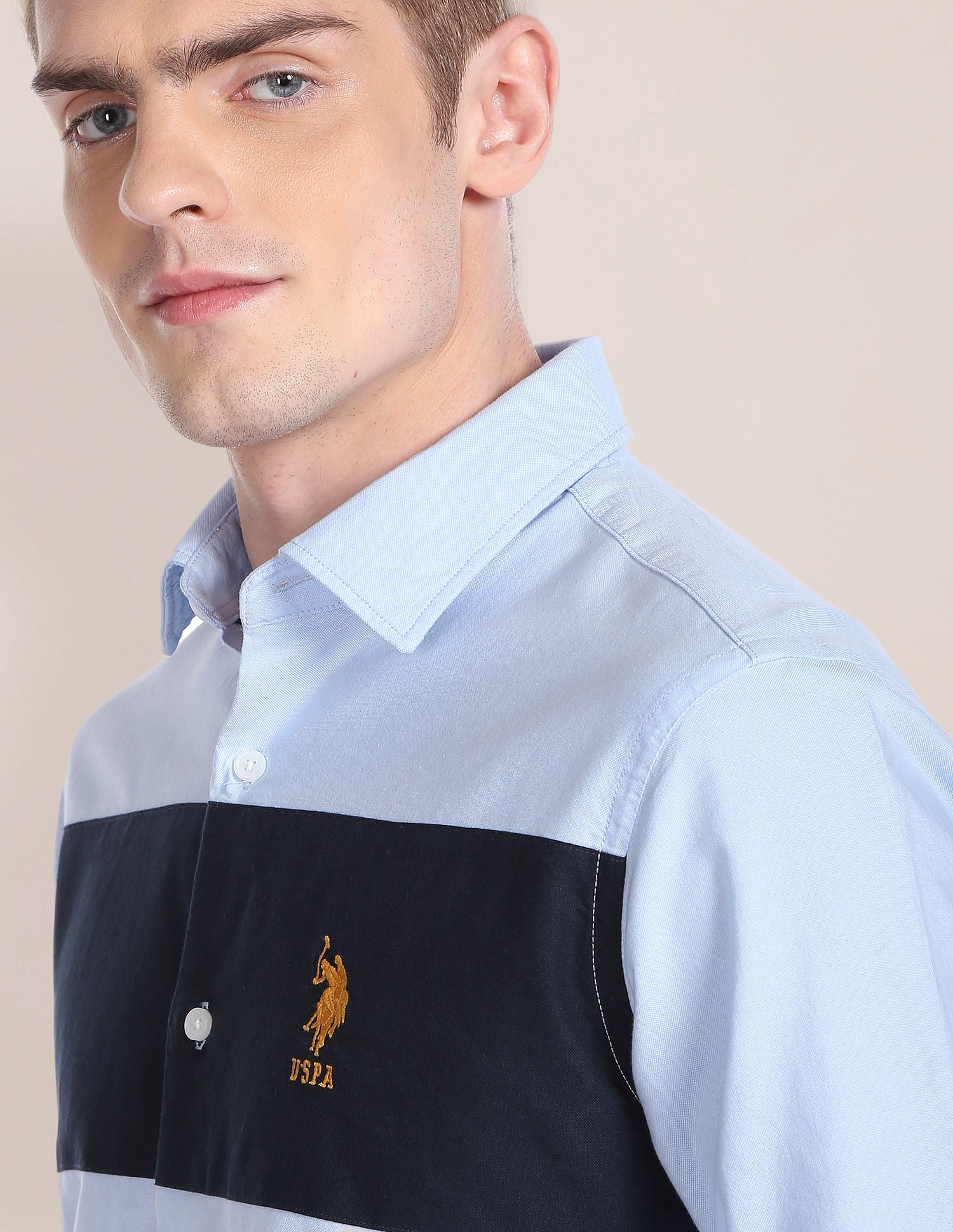 Cut And Sew Oxford Shirt Blue - U.S. Polo Assn. India | Large