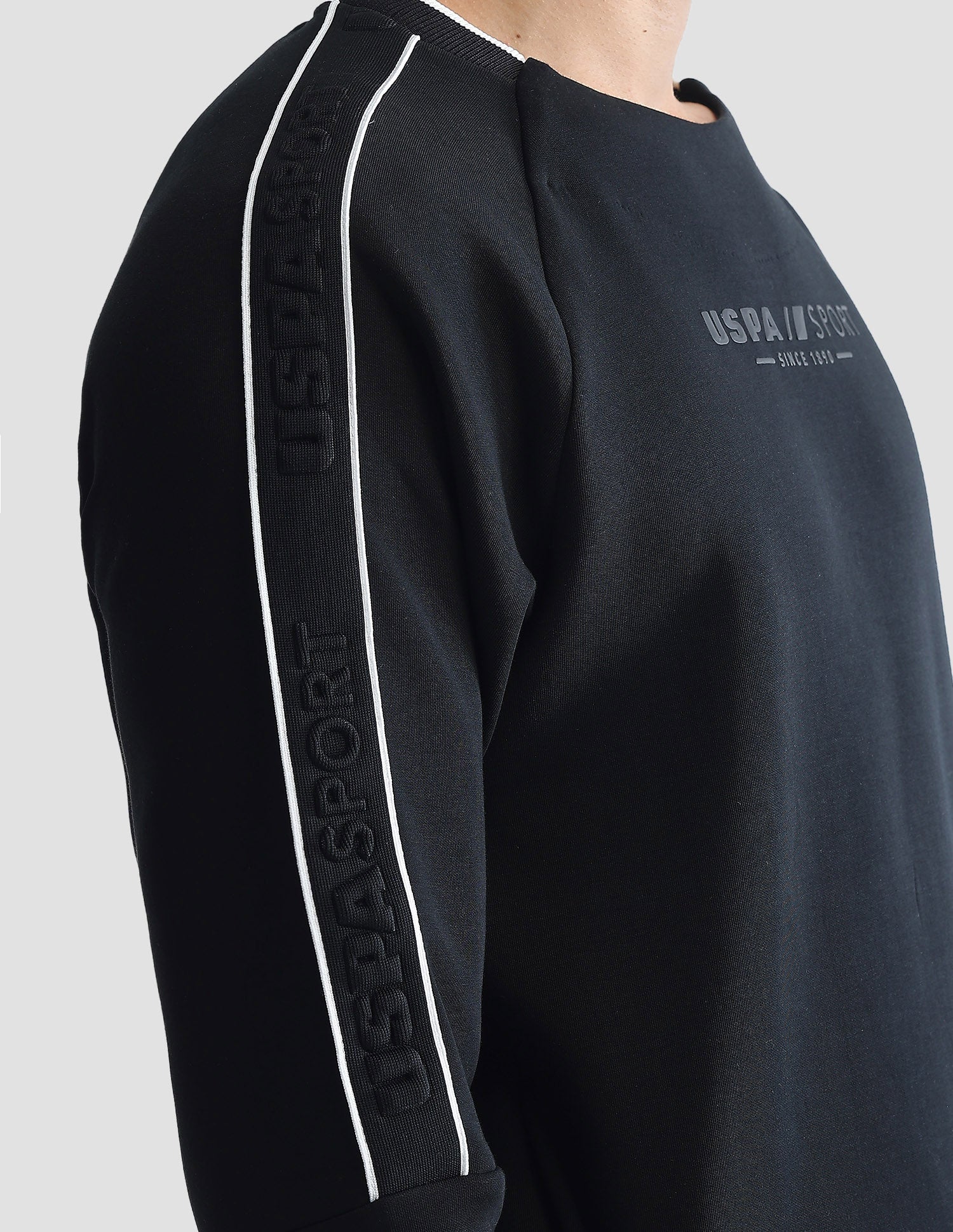 Solid Regular Fit Active Sweatshirt Black - U.S. Polo Assn. India | Large