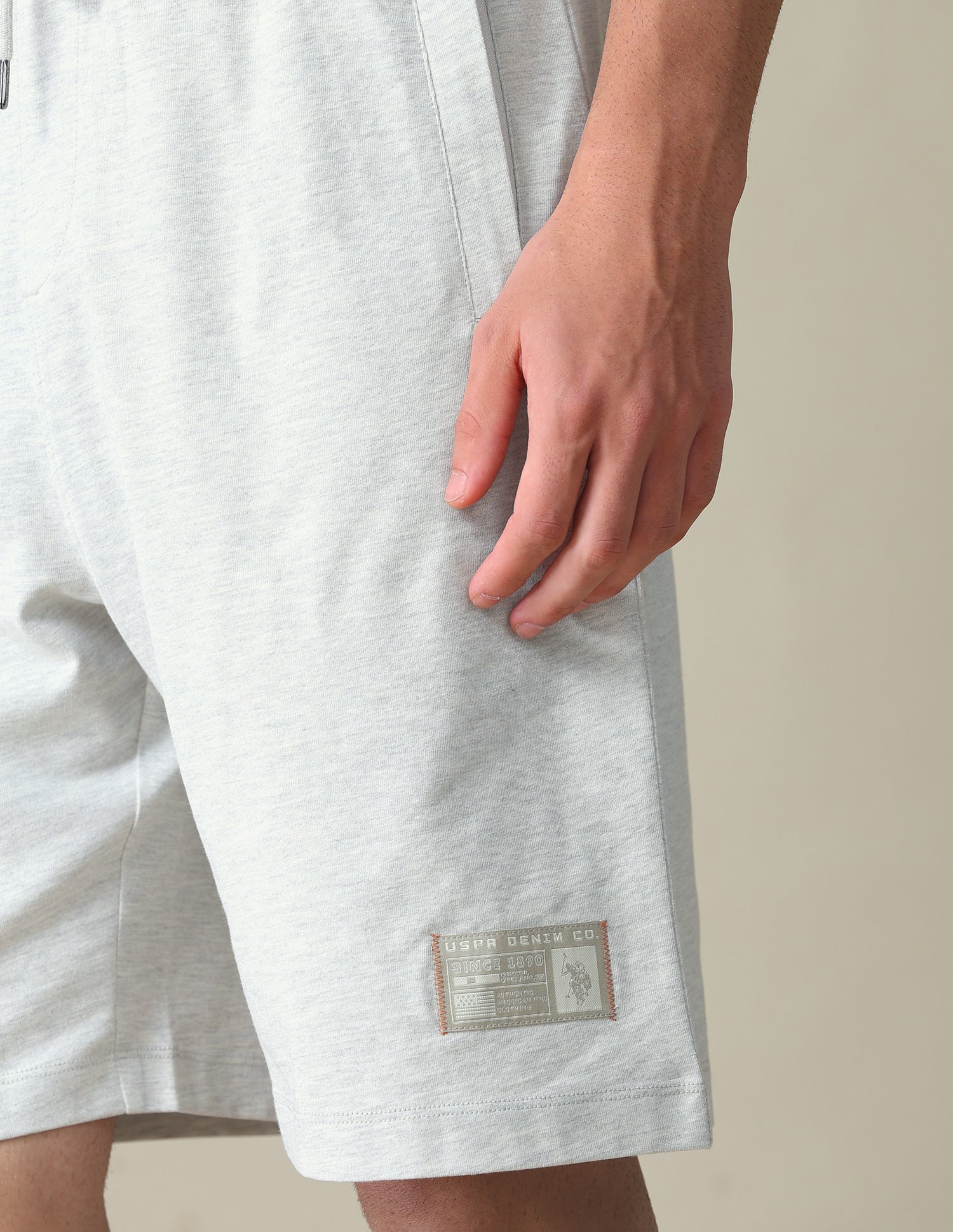 Heathered Regular Fit Shorts Ecru Melange - U.S. Polo Assn. India | Large