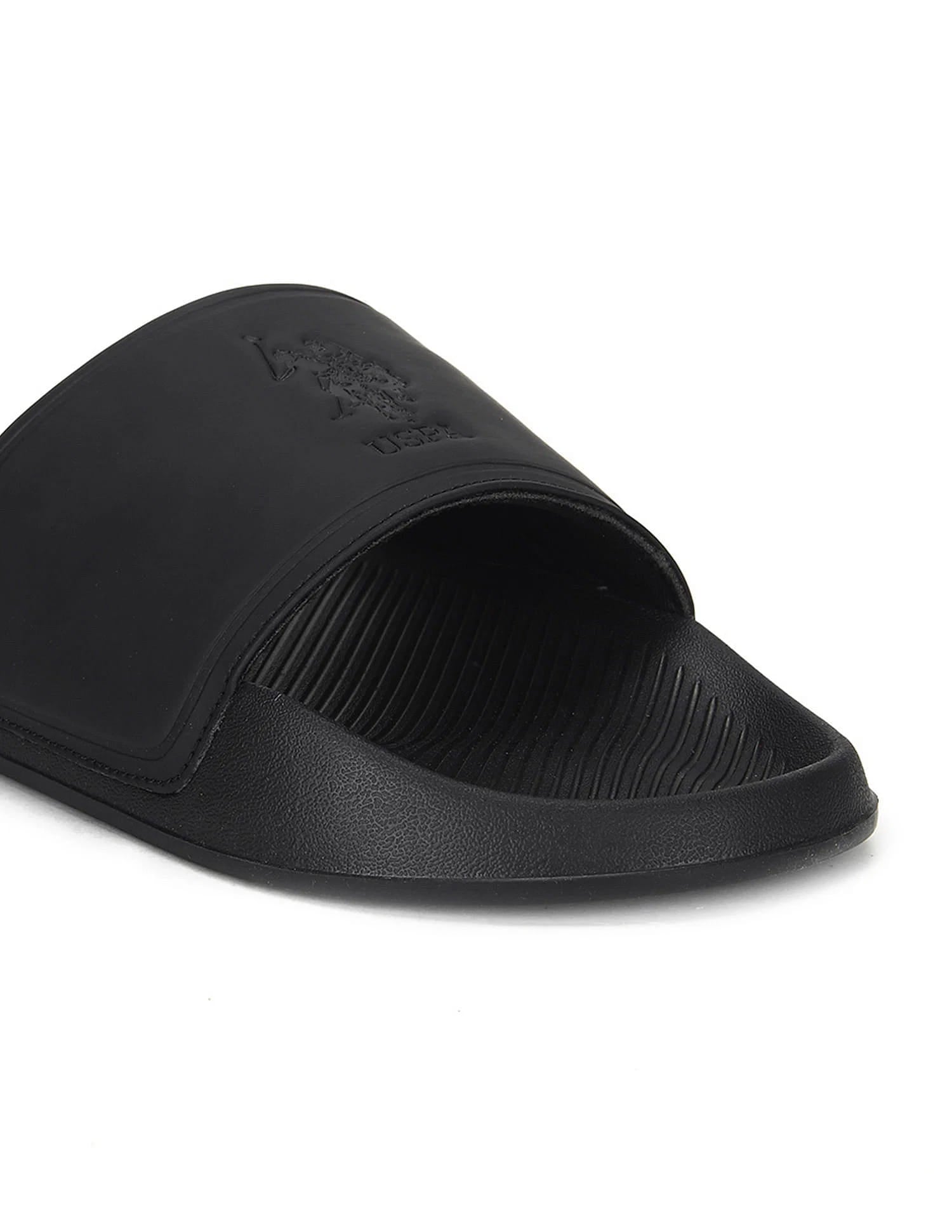Men Debossed Monogram Specter 6.0 Slides Black - U.S. Polo Assn. India | Large