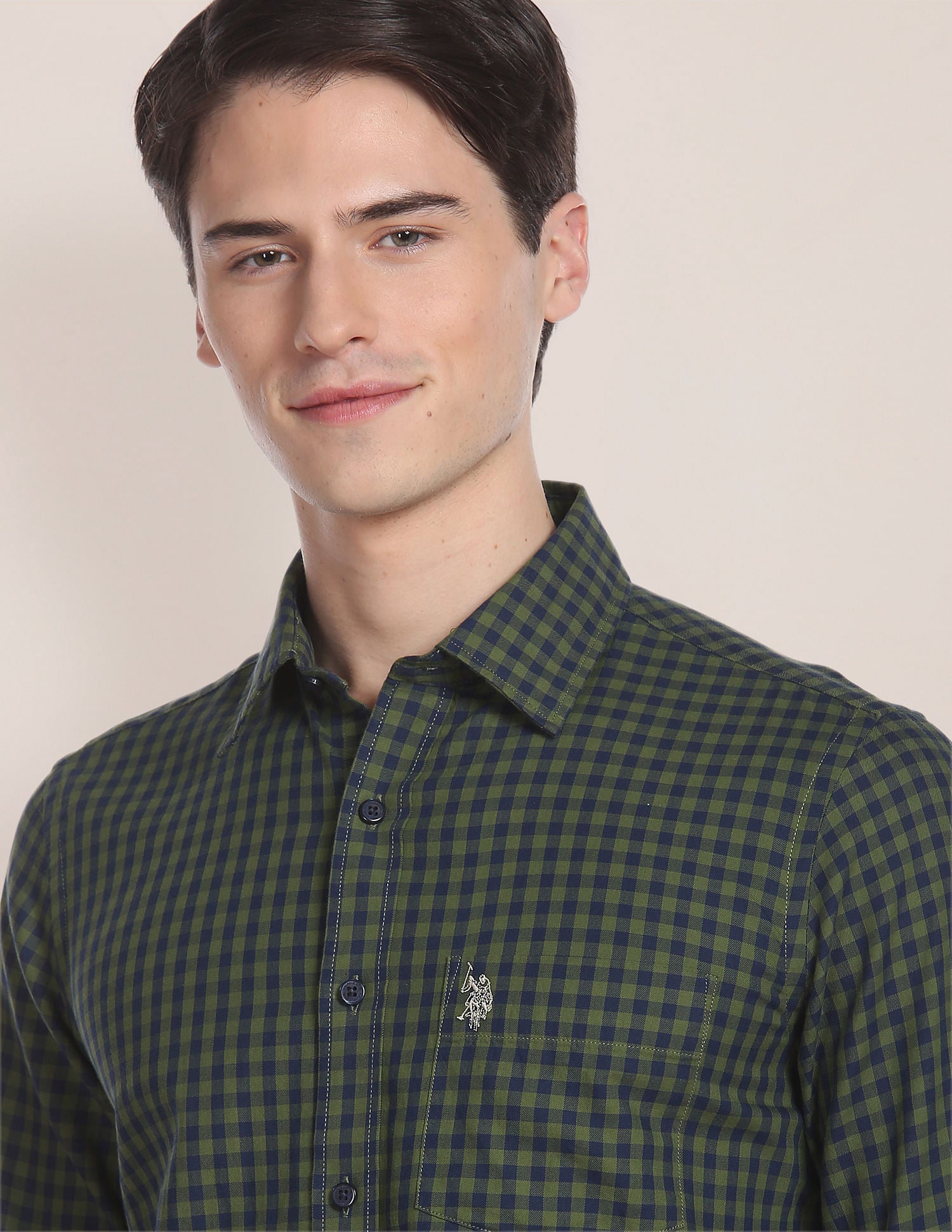 Gingham Check Twill Casual Shirt Olive - U.S. Polo Assn. India | Large