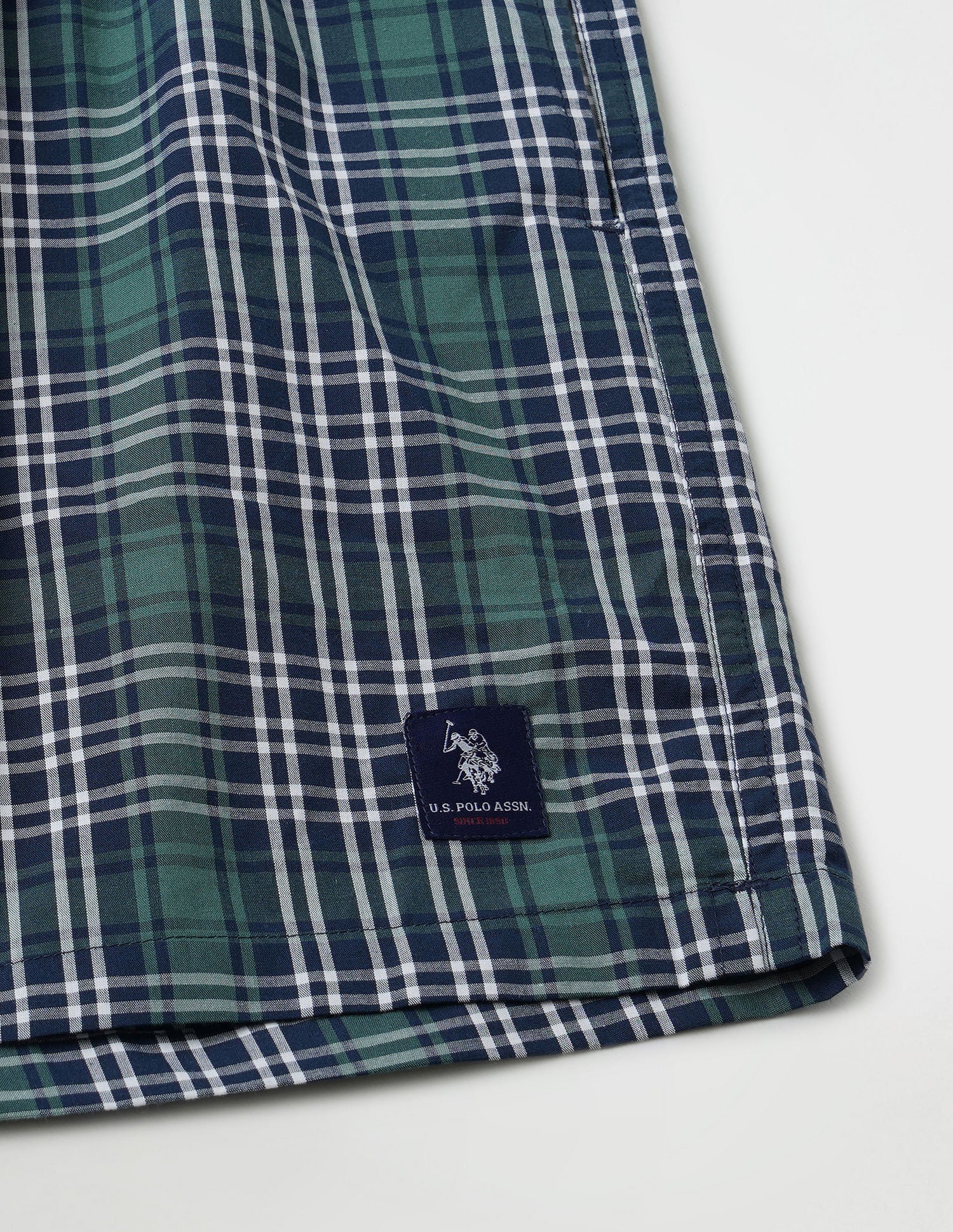 Checkered Cotton Twill EX002 Boxers - Pack Of 1 Navy, Green and White - U.S. POLO ASSN. | Large