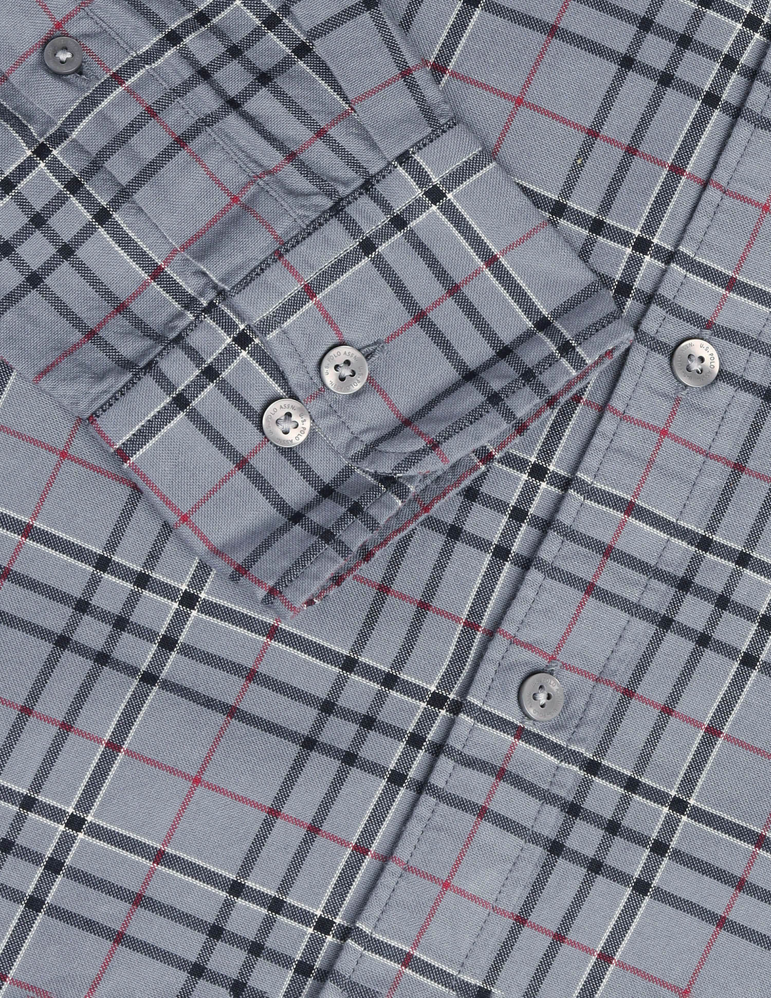 Grid Tattersall Checked Tailored Fit Oxford Shirt Grey - U.S. POLO ASSN. | Large