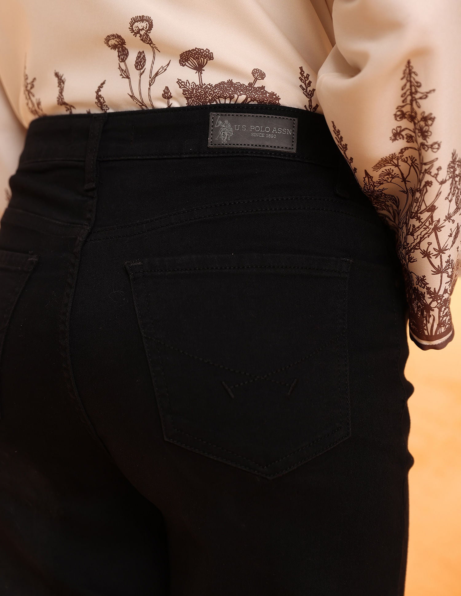 High Rise Wide Leg Jeans Jet Black - U.S. Polo Assn. India | Large