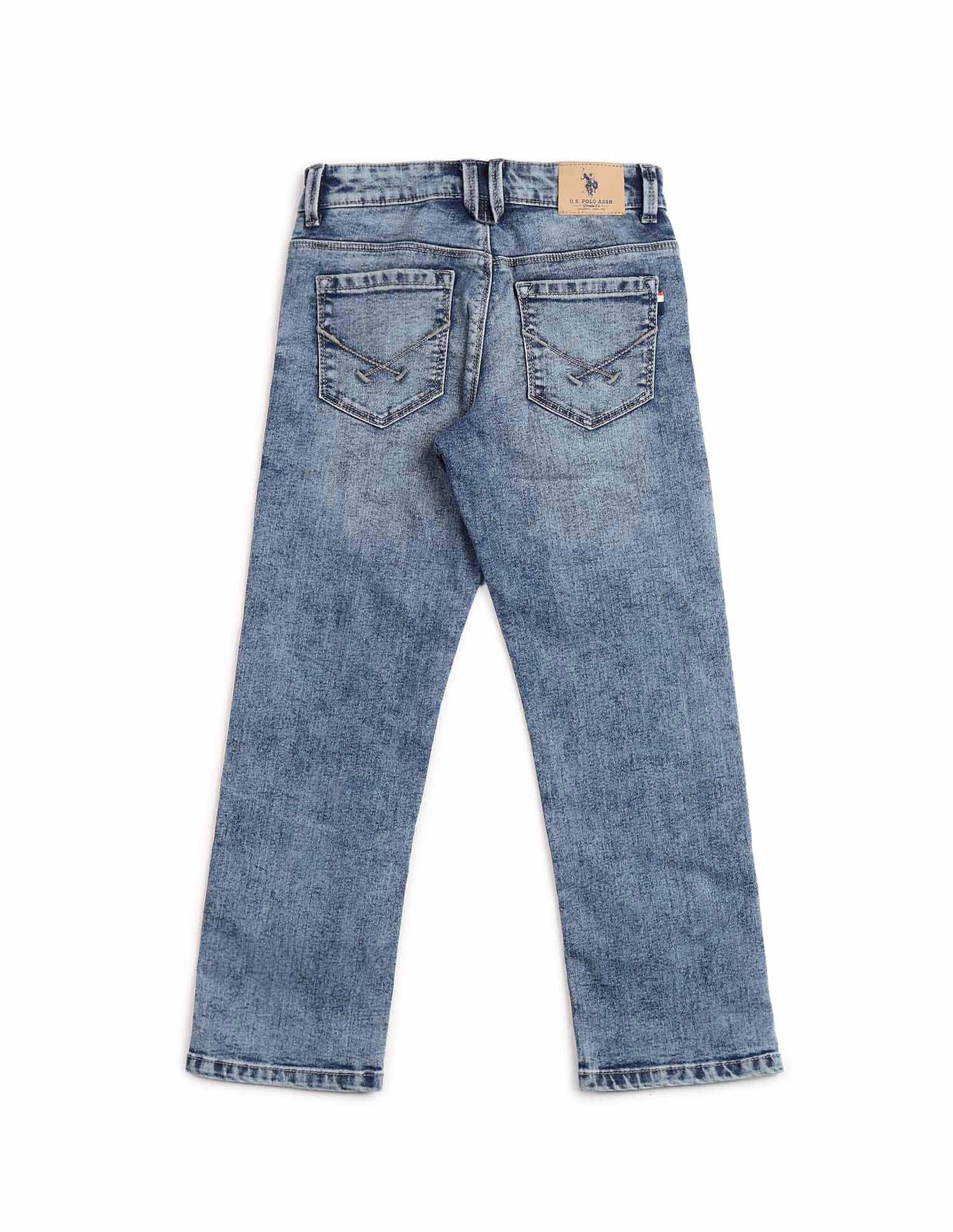 Boys Relaxed Fit Blue Jeans Light Blue - U.S. POLO ASSN. | Large