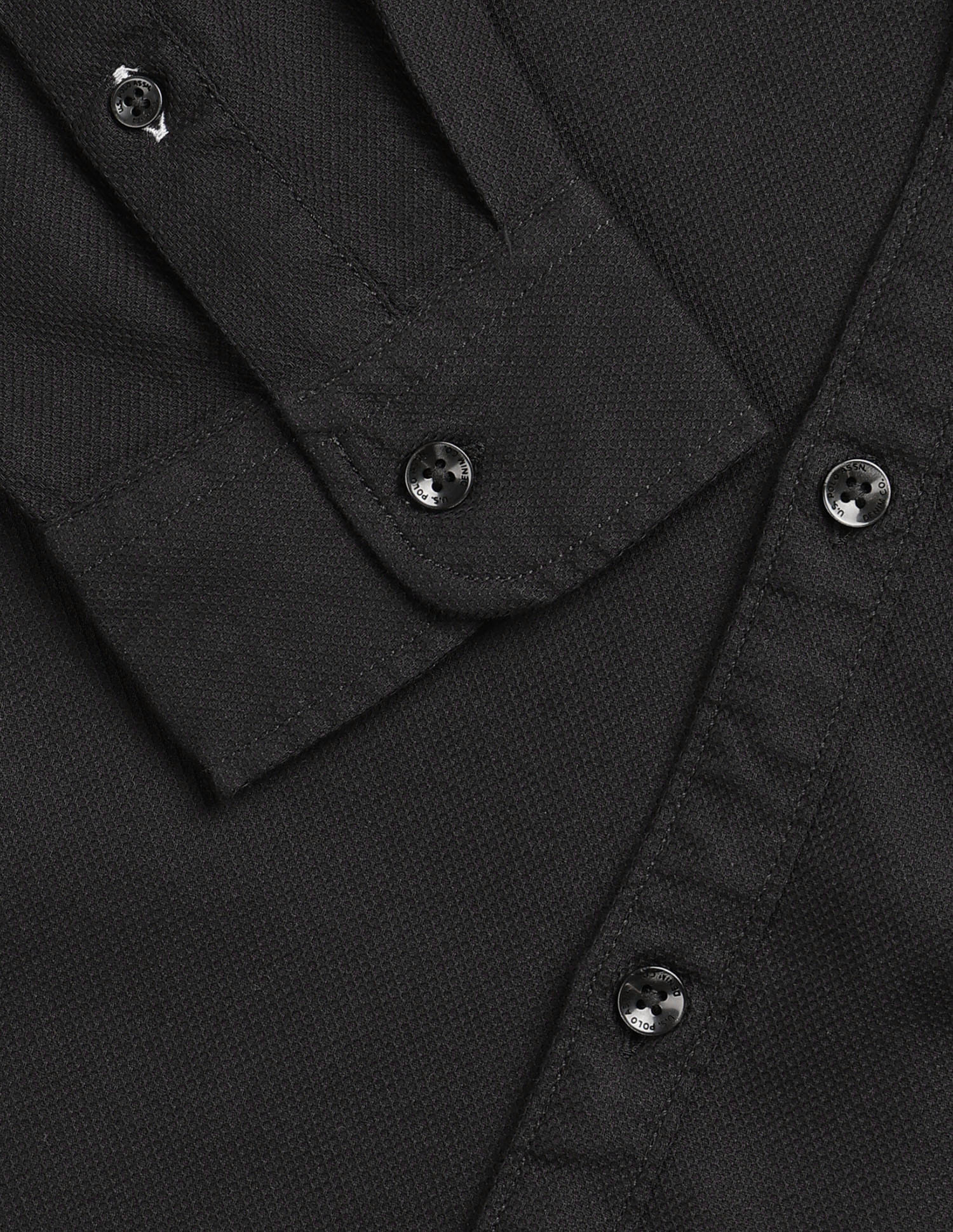 Solid Dobby Regular Fit Shirt Black - U.S. Polo Assn. India | Large