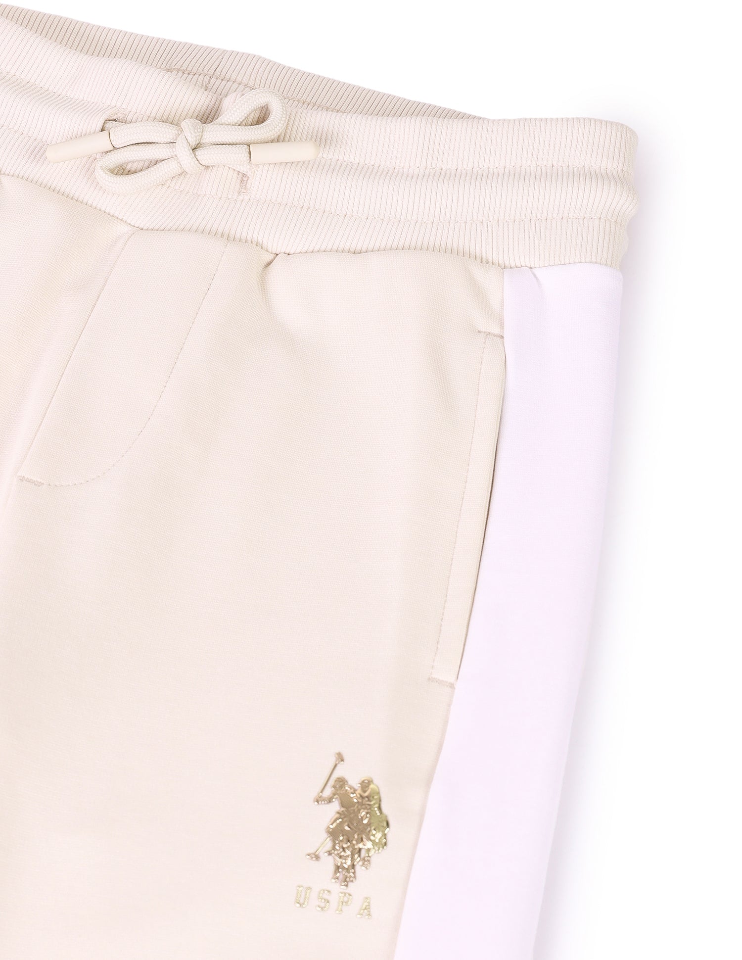 Boys Brand Printed Regular Fit Joggers Ecru - U.S. POLO ASSN. | Large