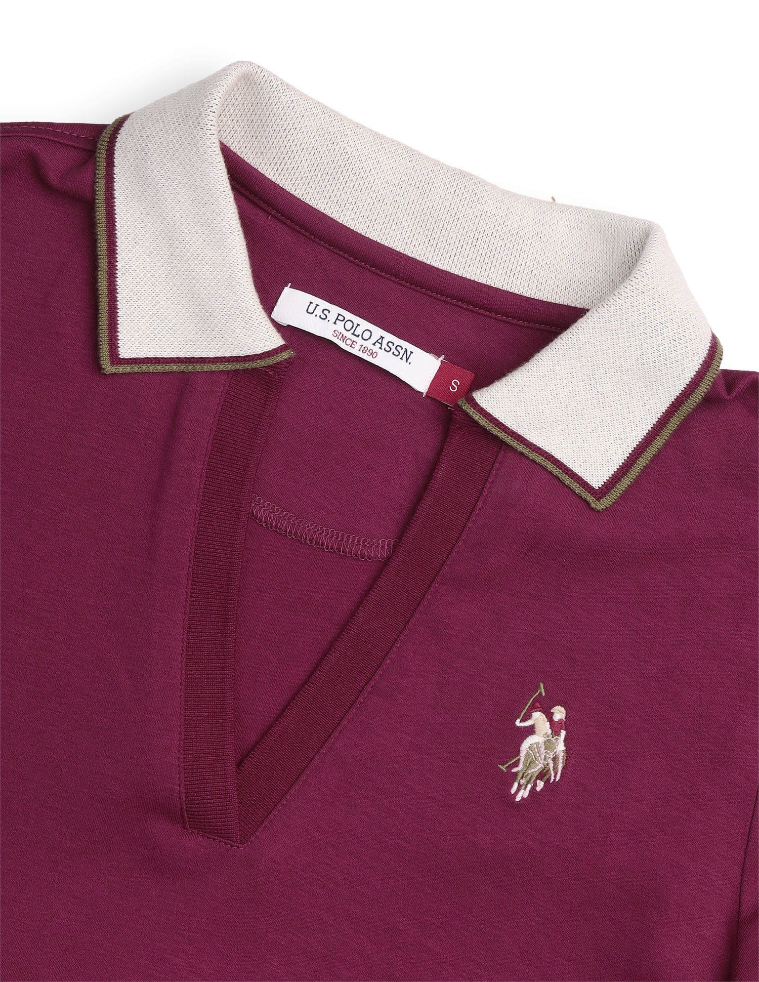 Regular Fit Contrast Collar Polo Shirt Purple - U.S. Polo Assn. India | Large