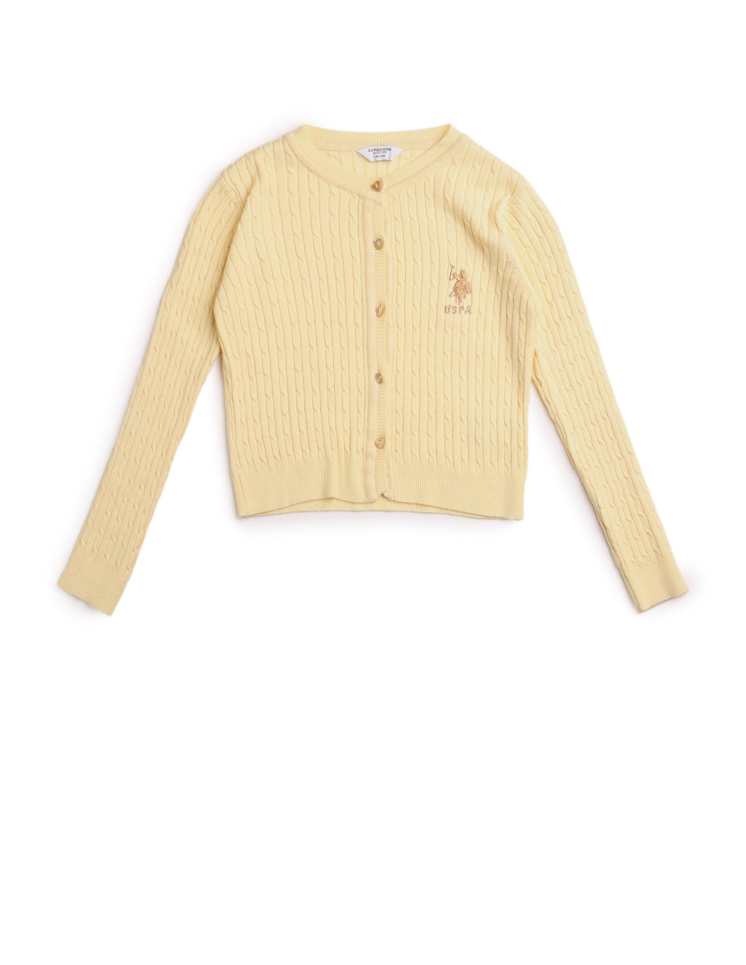Girls Textured Regular Fit Sweater Light Yellow - U.S. POLO ASSN. | Large