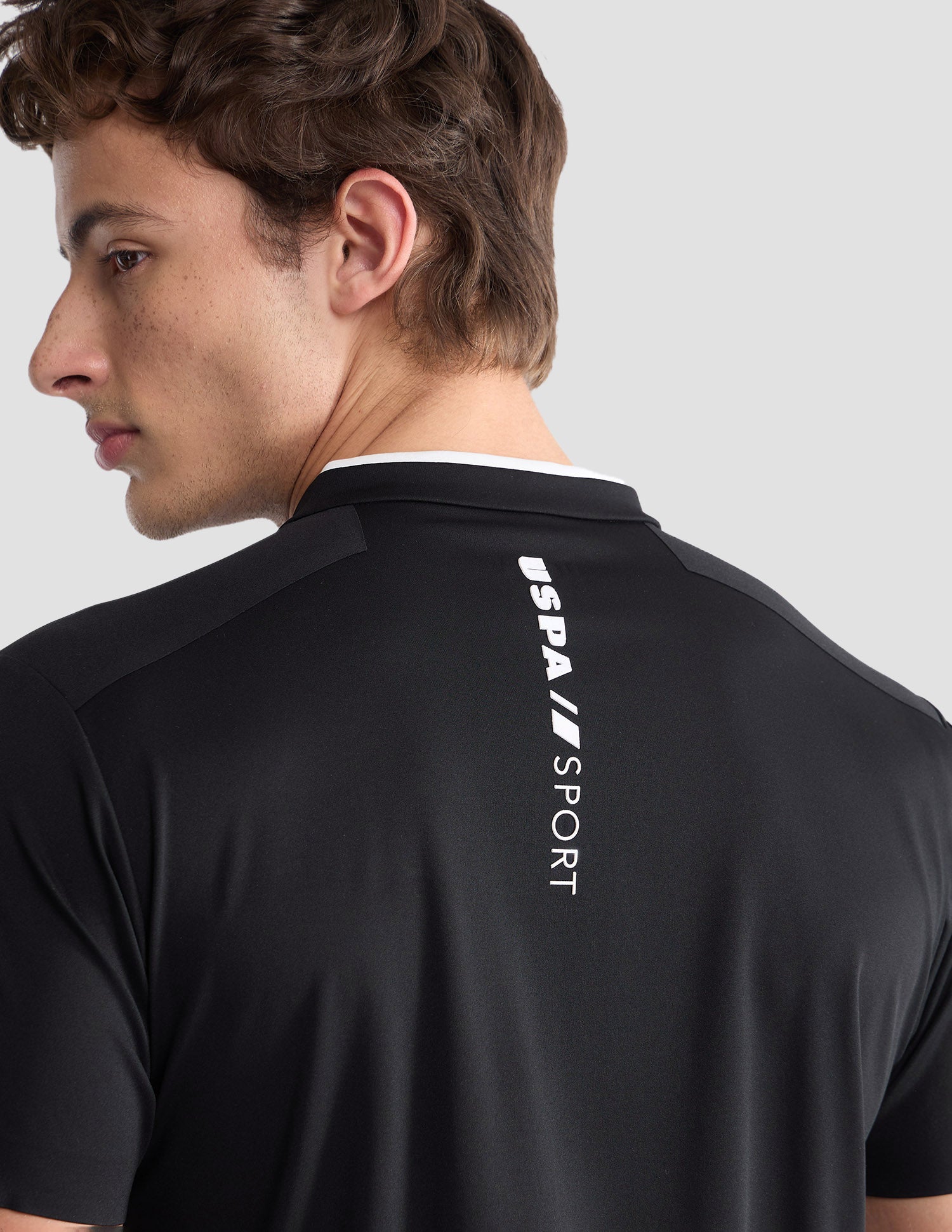 Solid Slim Fit Active Polo Shirt Black - U.S. Polo Assn. India | Large