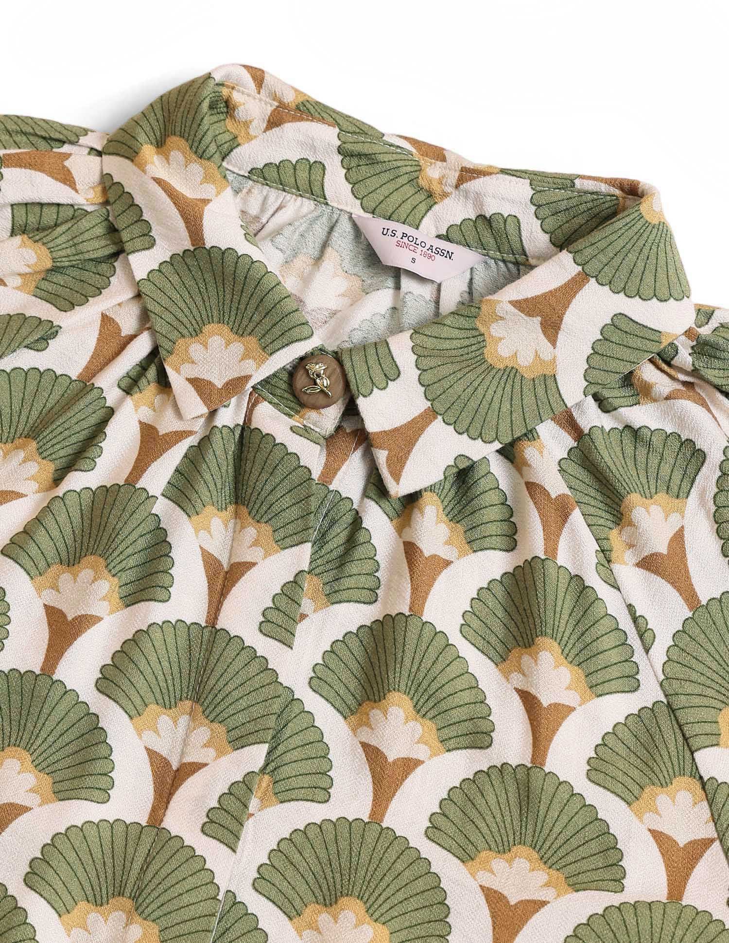 Abstract Printed Shirt Dress Green - U.S. POLO ASSN. | Large