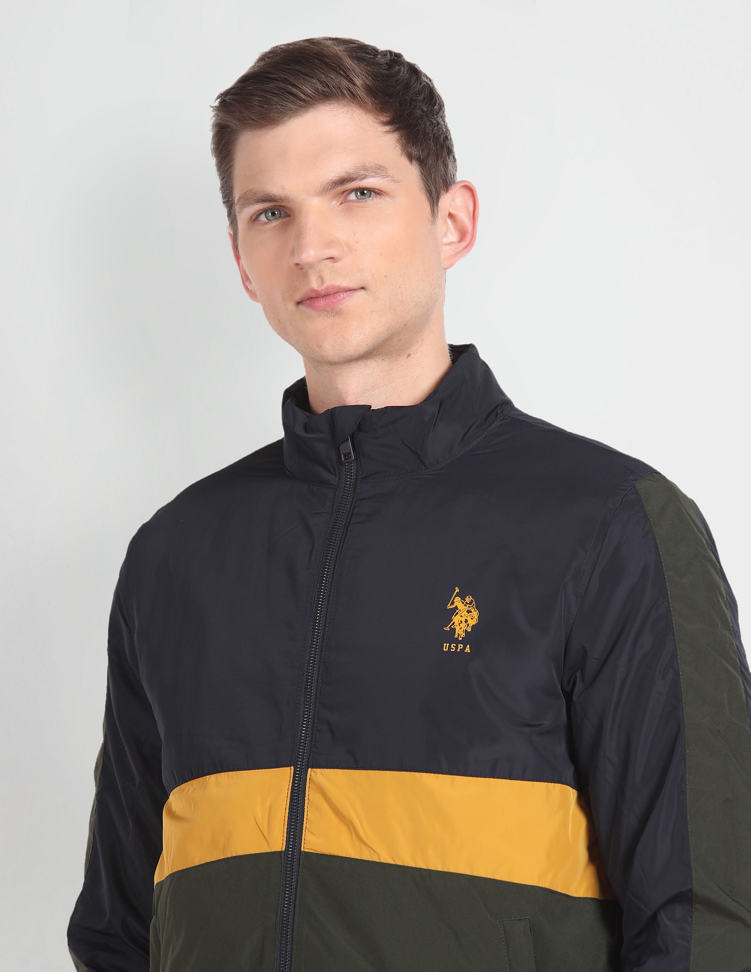 Lightweight Colour Block Jacket Navy - U.S. POLO ASSN. | Large