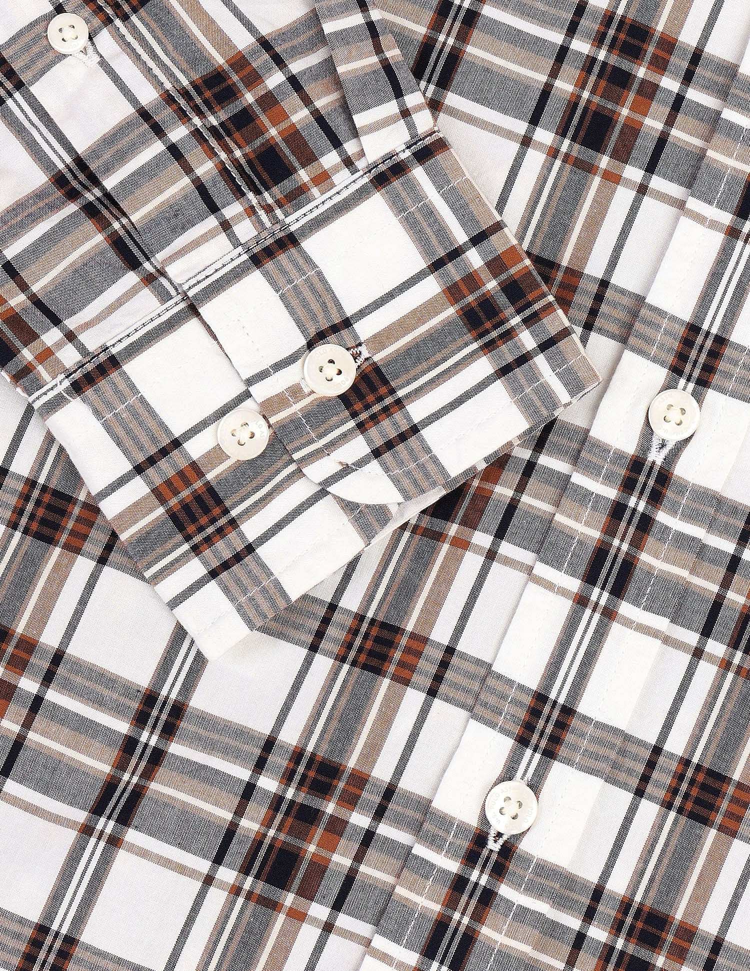 Tailored Fit Twill Checked Shirt Off White - U.S. Polo Assn. India | Large