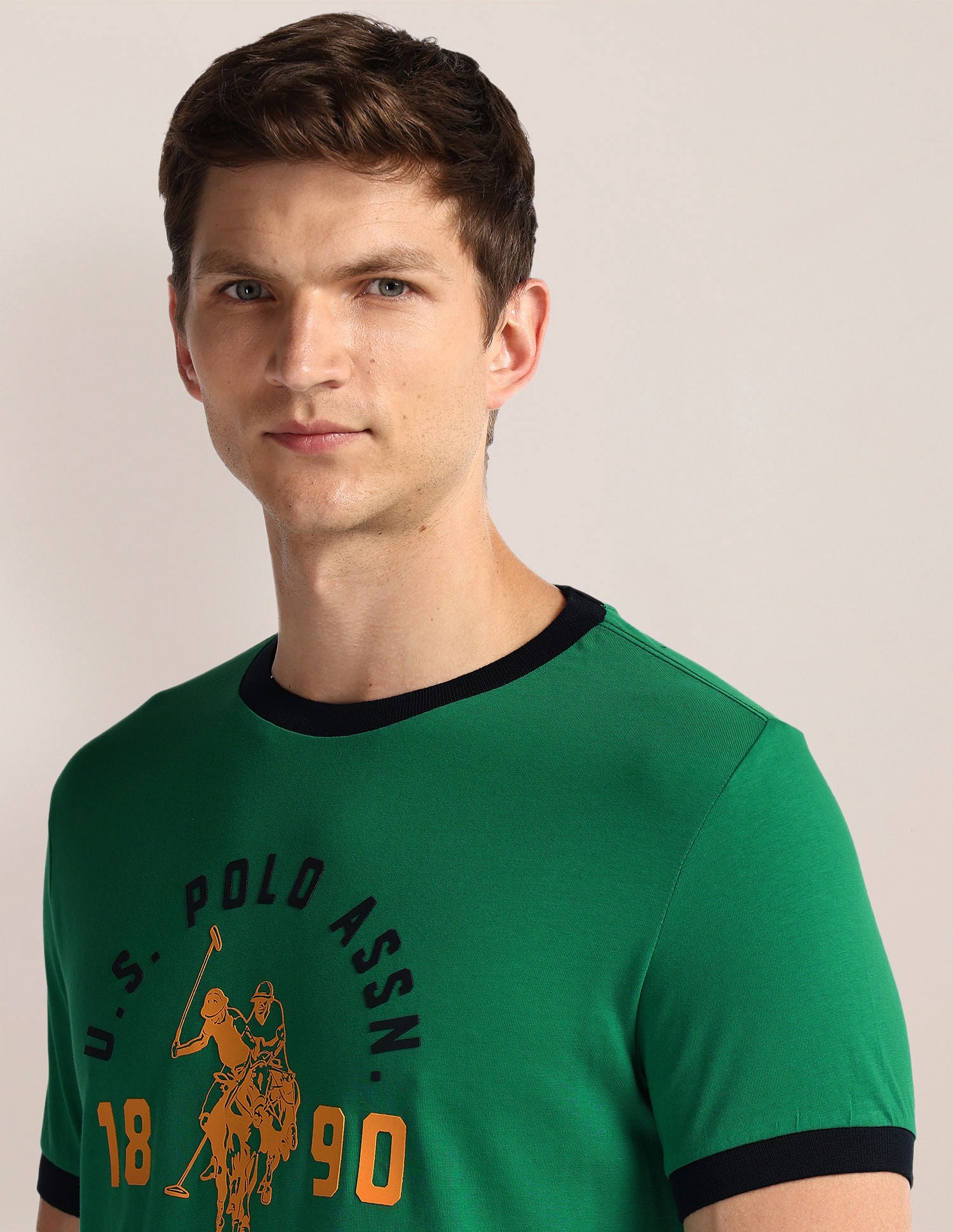 Crew Neck Brand Print T-Shirt Green - U.S. POLO ASSN. | Large