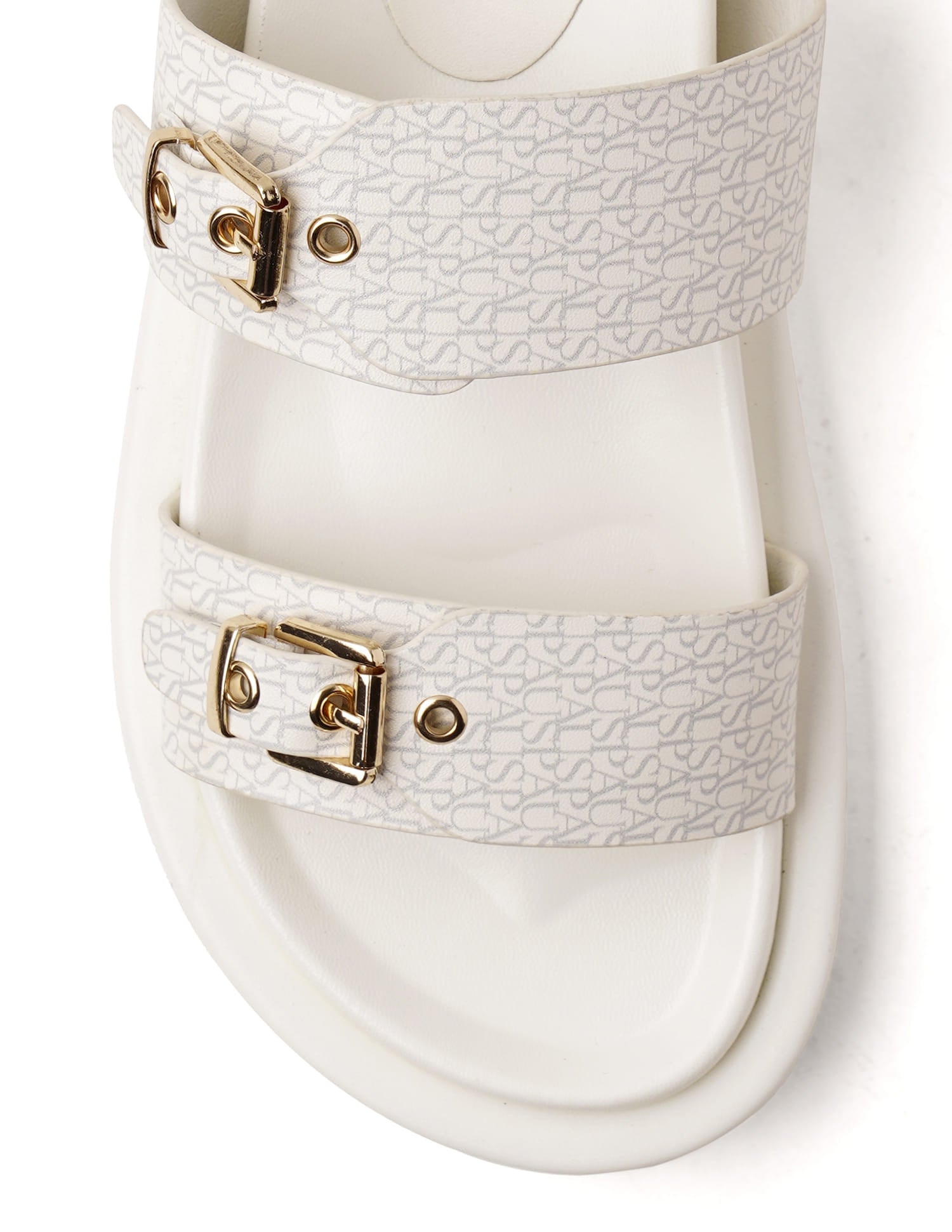 Maria Off White Monogram Print Footbed Flats White - U.S. Polo Assn. India | Large
