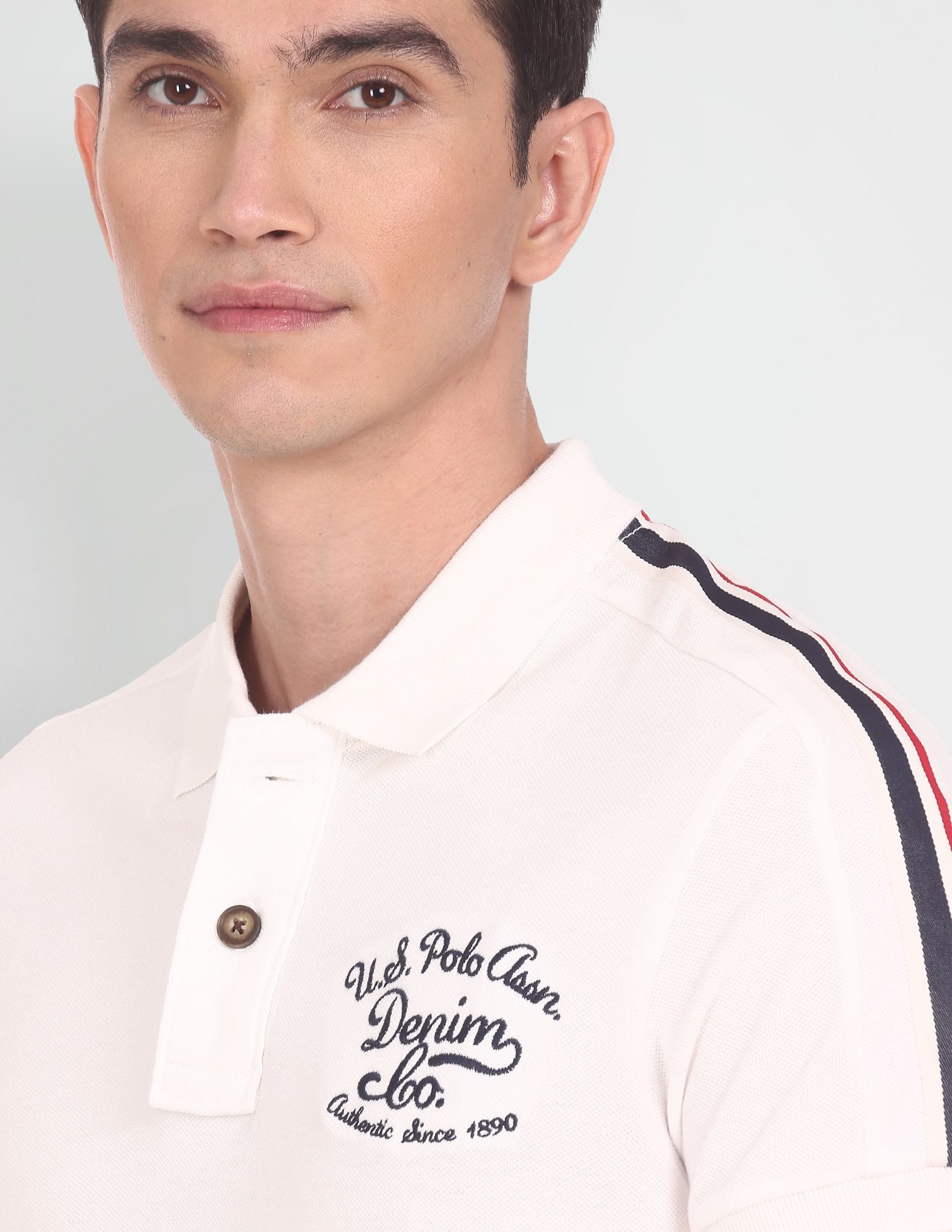 Men White Solid Cotton Polo Shirt White - U.S. Polo Assn. India | Large