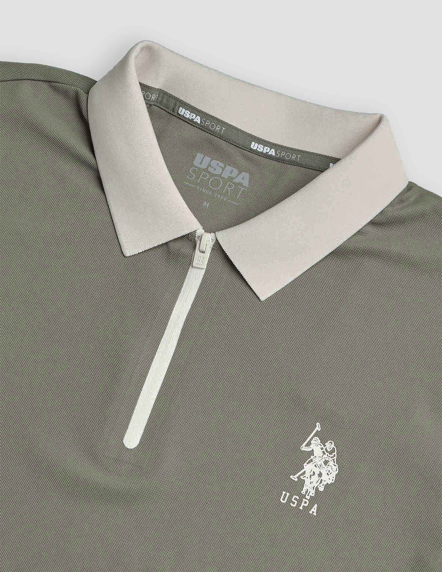 Solid Slim Fit Active Polo Shirt Light Olive - U.S. POLO ASSN. | Large