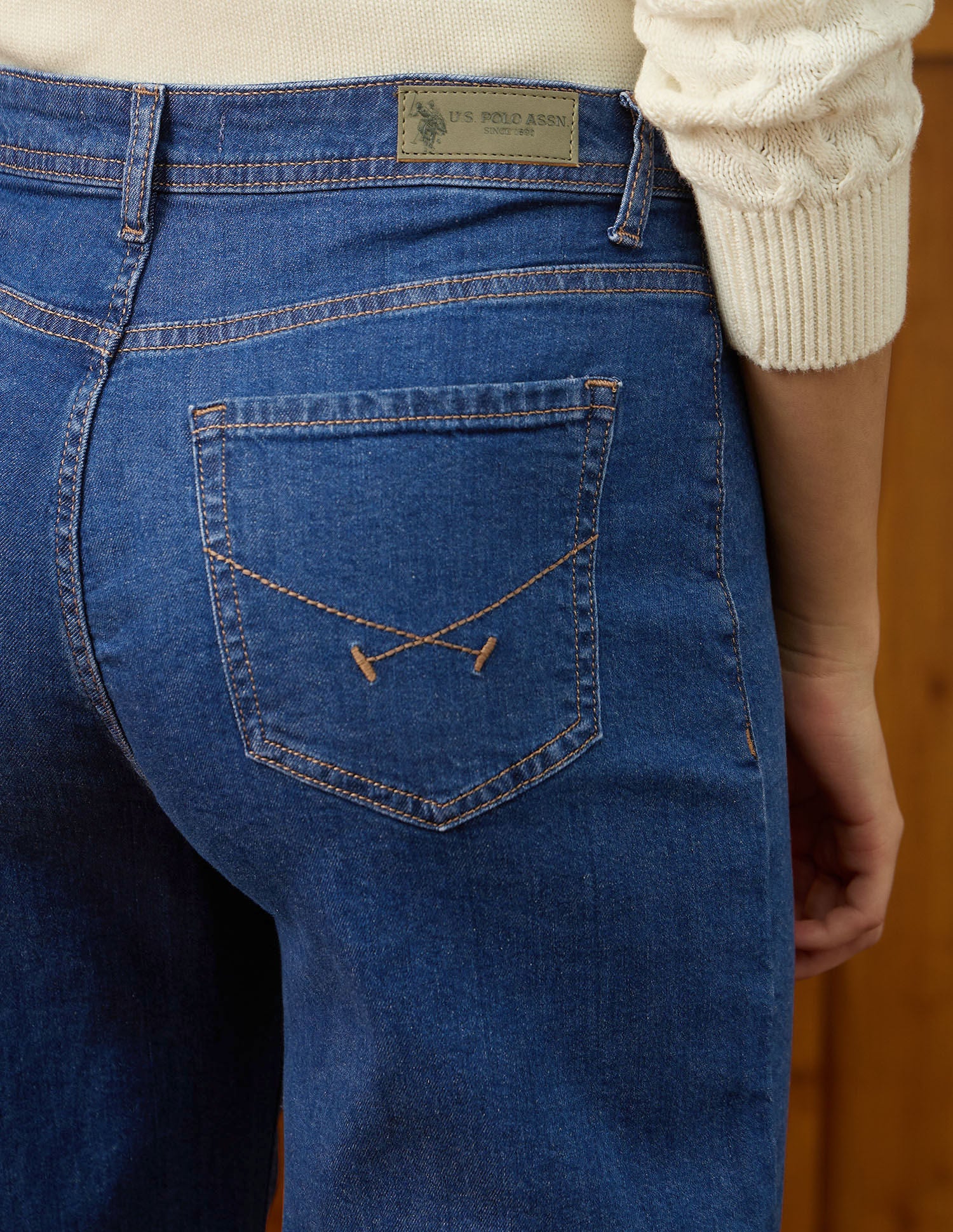 High Rise Wide Leg Fit Jeans Blue - U.S. POLO ASSN. | Large