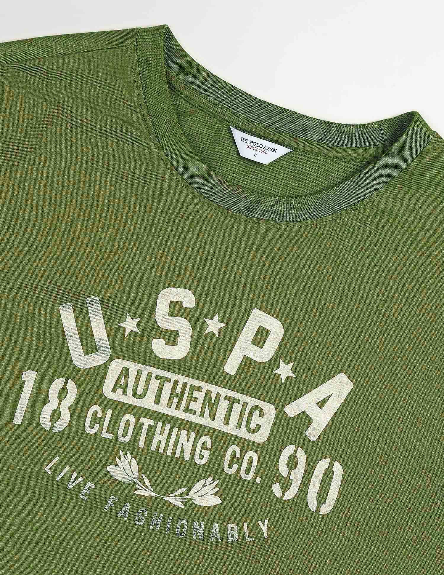 Oversized Fit Brand Printed T-Shirt Olive - U.S. Polo Assn. India | Large