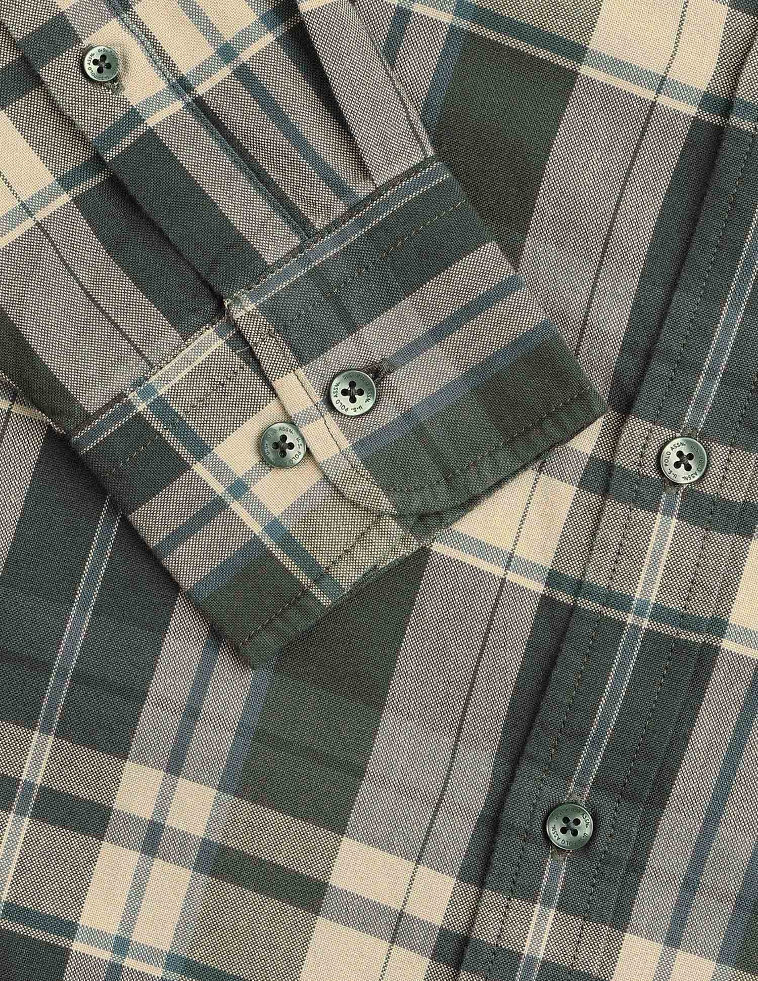 Plaid Checked Tailored Fit Shirt Olive - U.S. POLO ASSN. | Large
