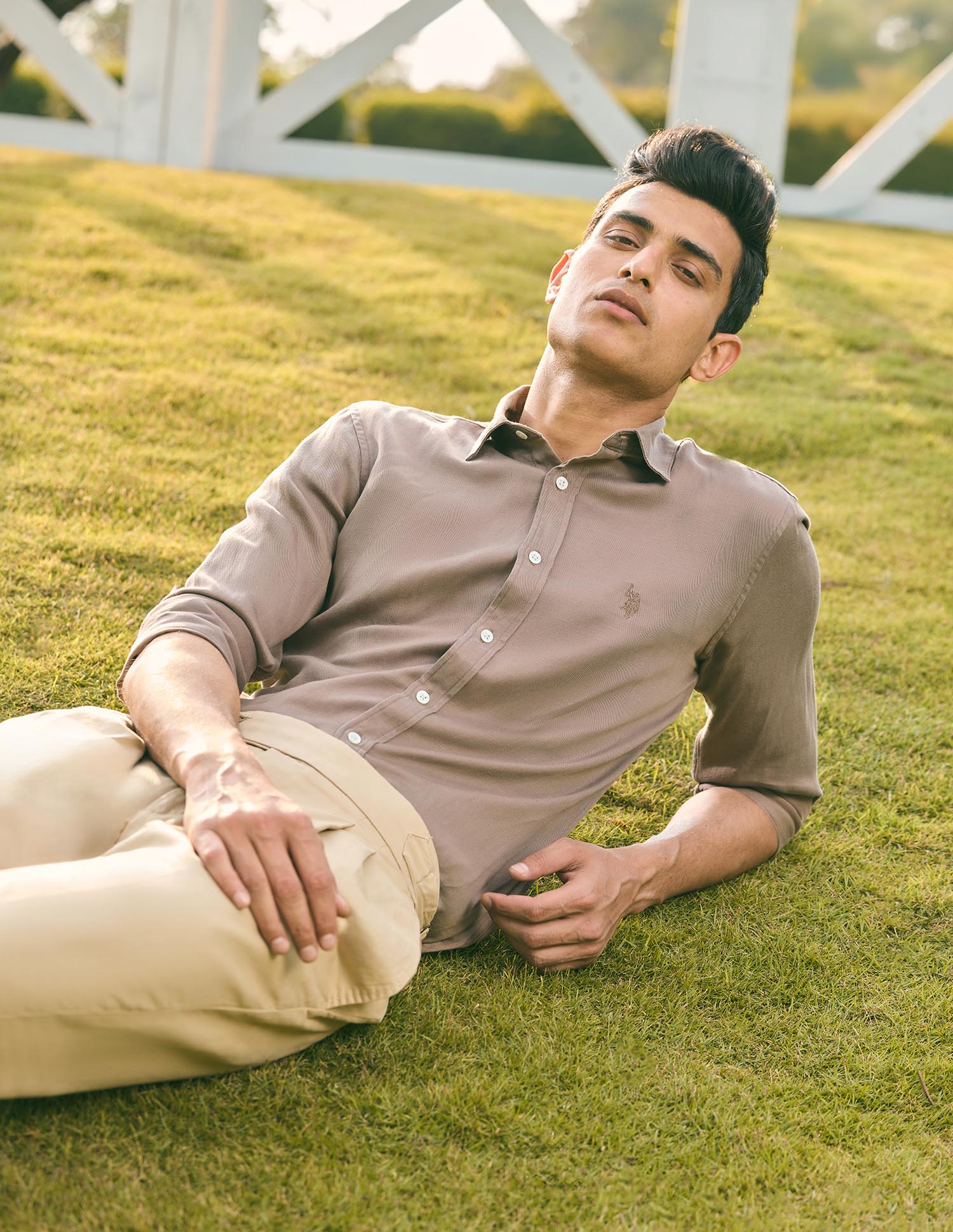 Pacho X Tailored Fit Twill Shirt Brown - U.S. POLO ASSN. | Large