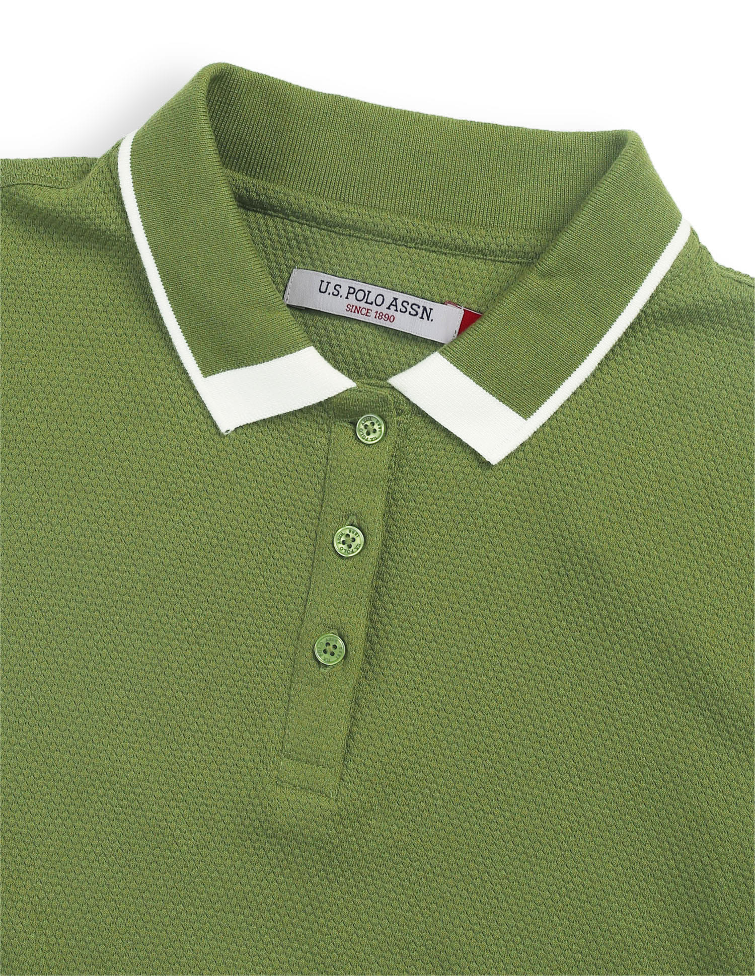 Regular Fit Textured Polo Shirt Olive - U.S. Polo Assn. India | Large
