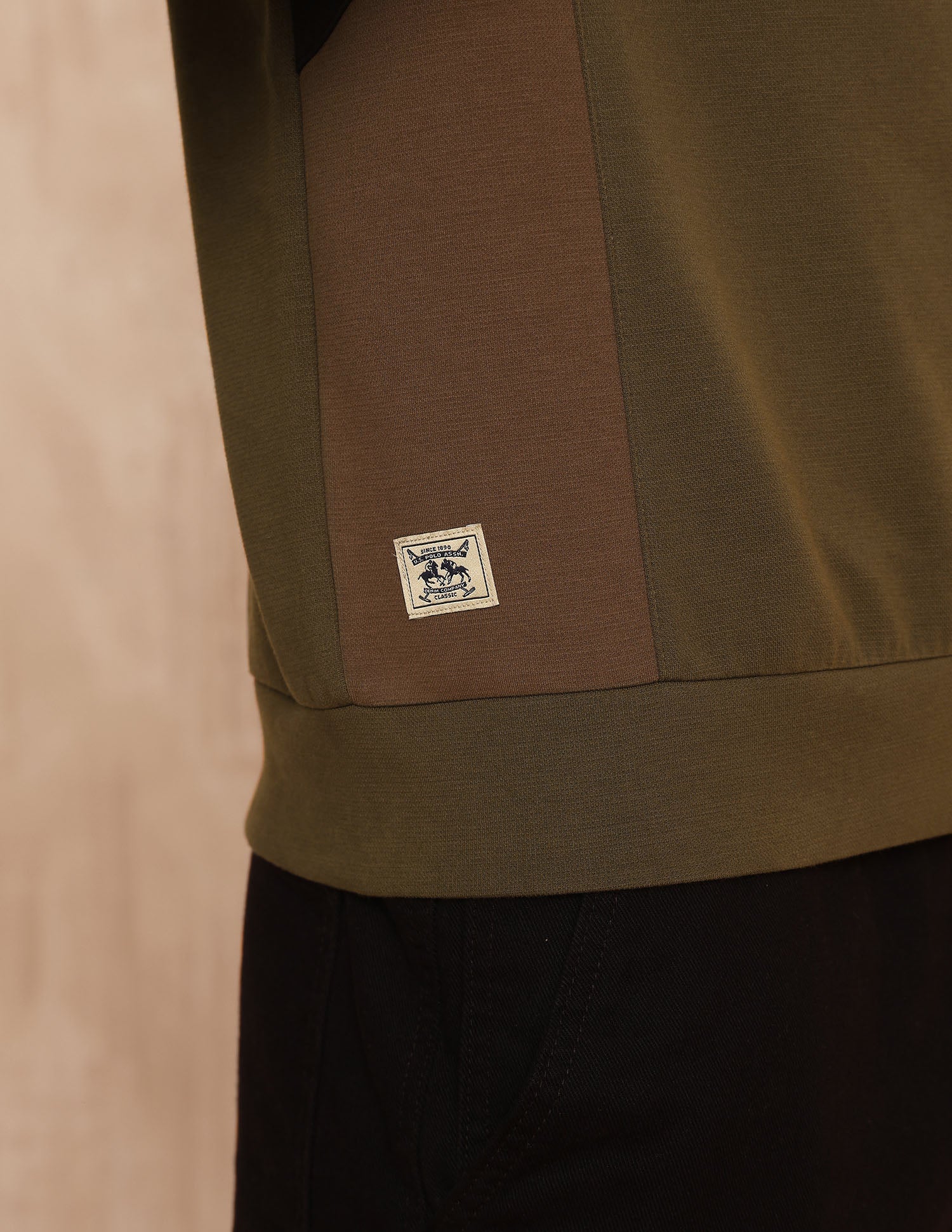 Colourblocked Legend Of Horseshoe Sweatshirt Olive - U.S. Polo Assn. India | Large