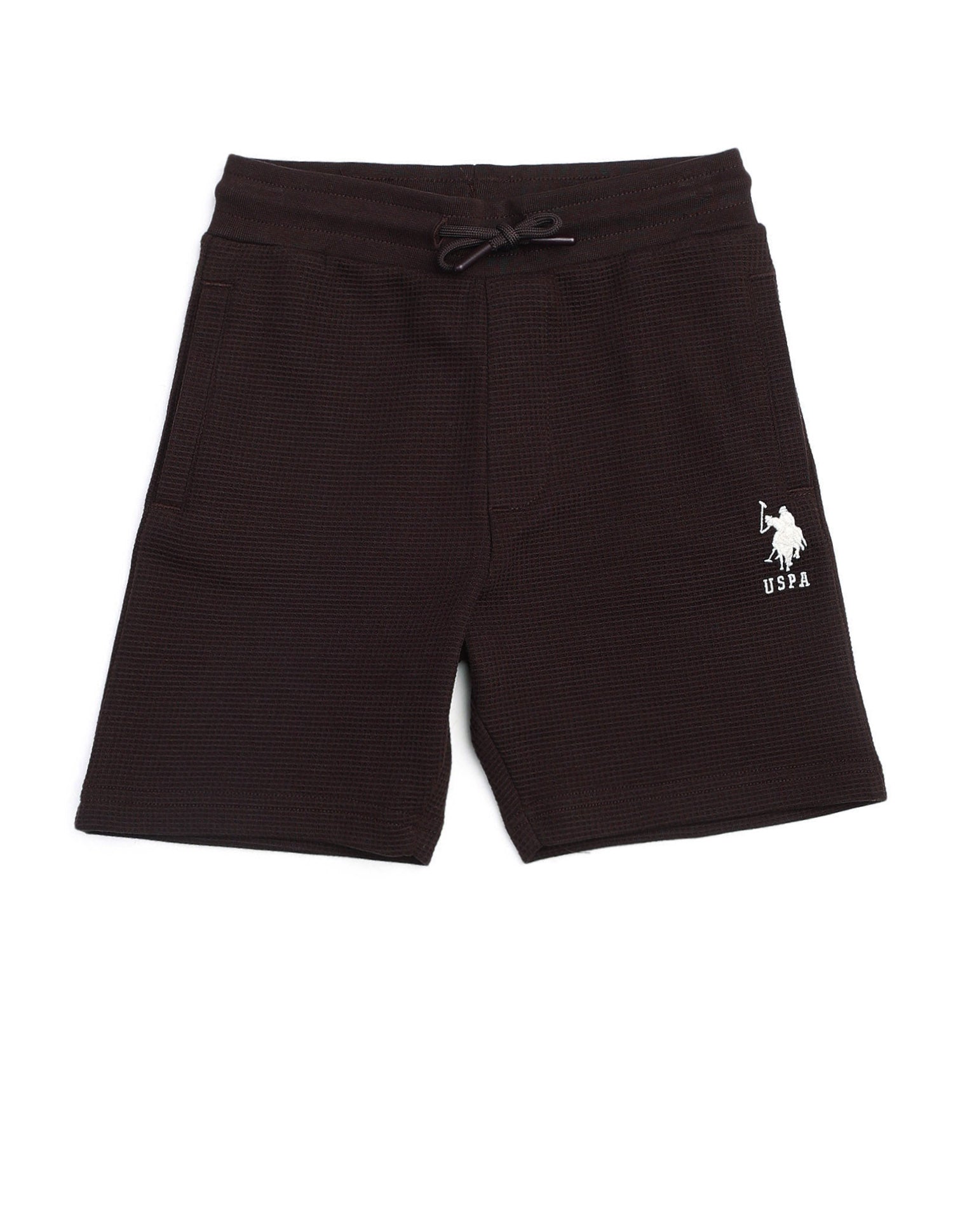 Boys Textured Regular Fit Shorts Dark Brown - U.S. POLO ASSN. | Large