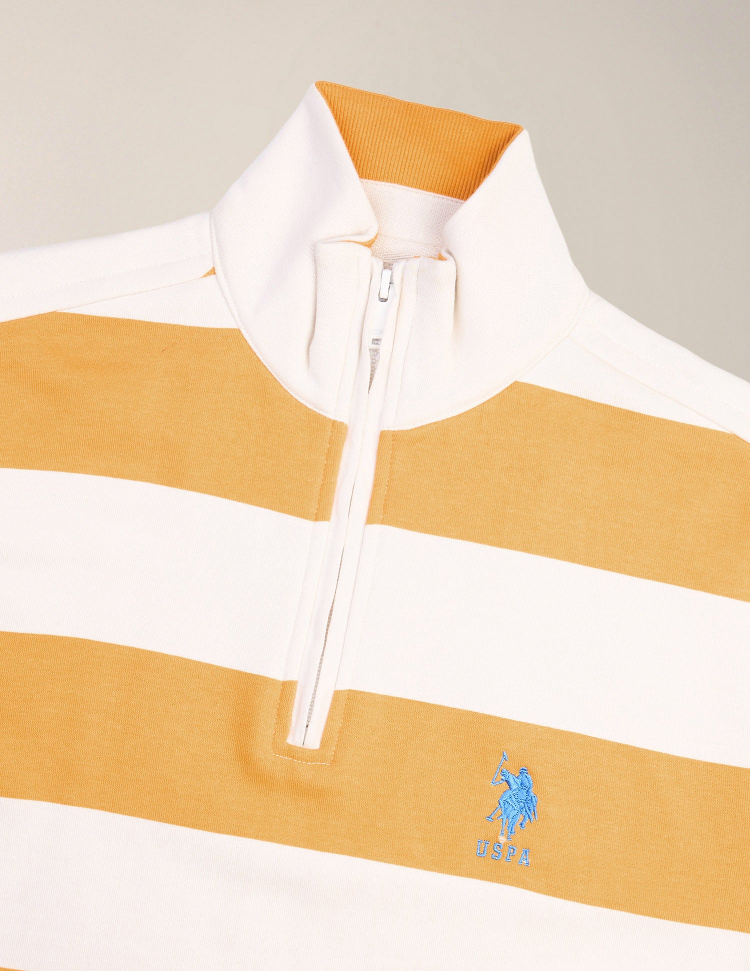 Horizontal Striped Regular Fit Sweatshirt Mustard - U.S. Polo Assn. India | Large