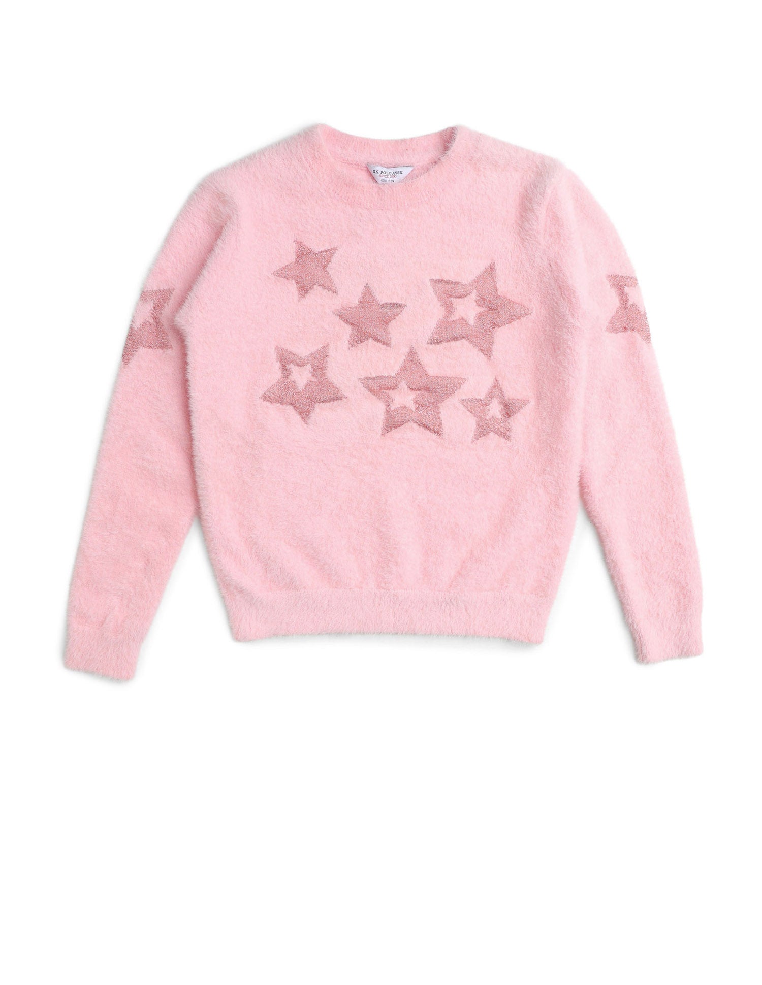 Girls Patterned Knit Pullover Sweater Pink - U.S. POLO ASSN. | Large