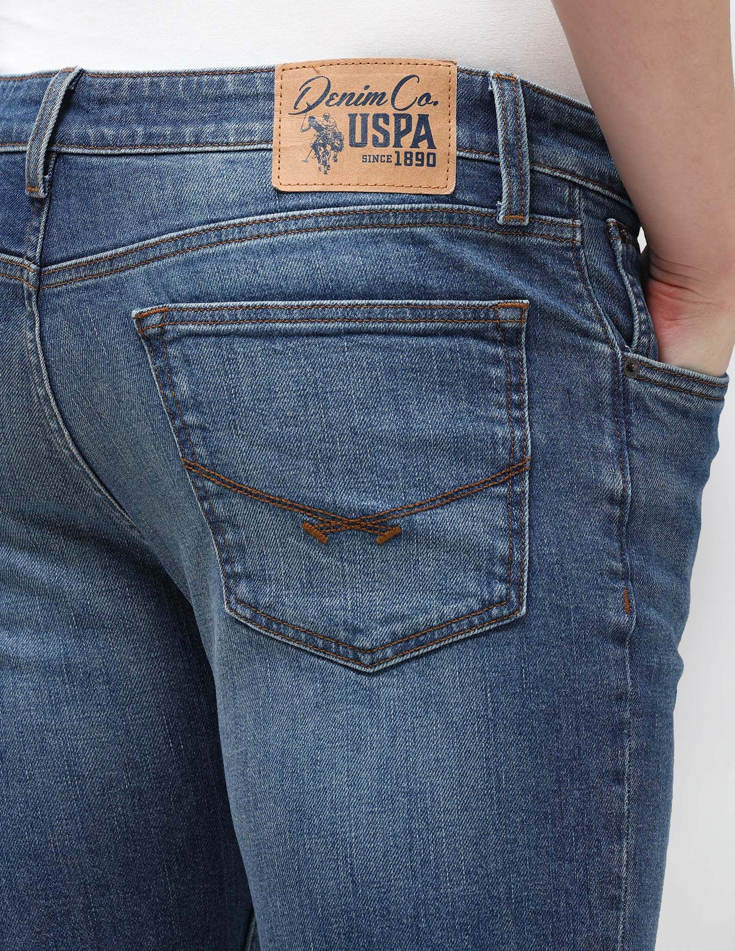 Regallo Skinny Fit Blue Jeans Mid Blue - U.S. Polo Assn. India | Large