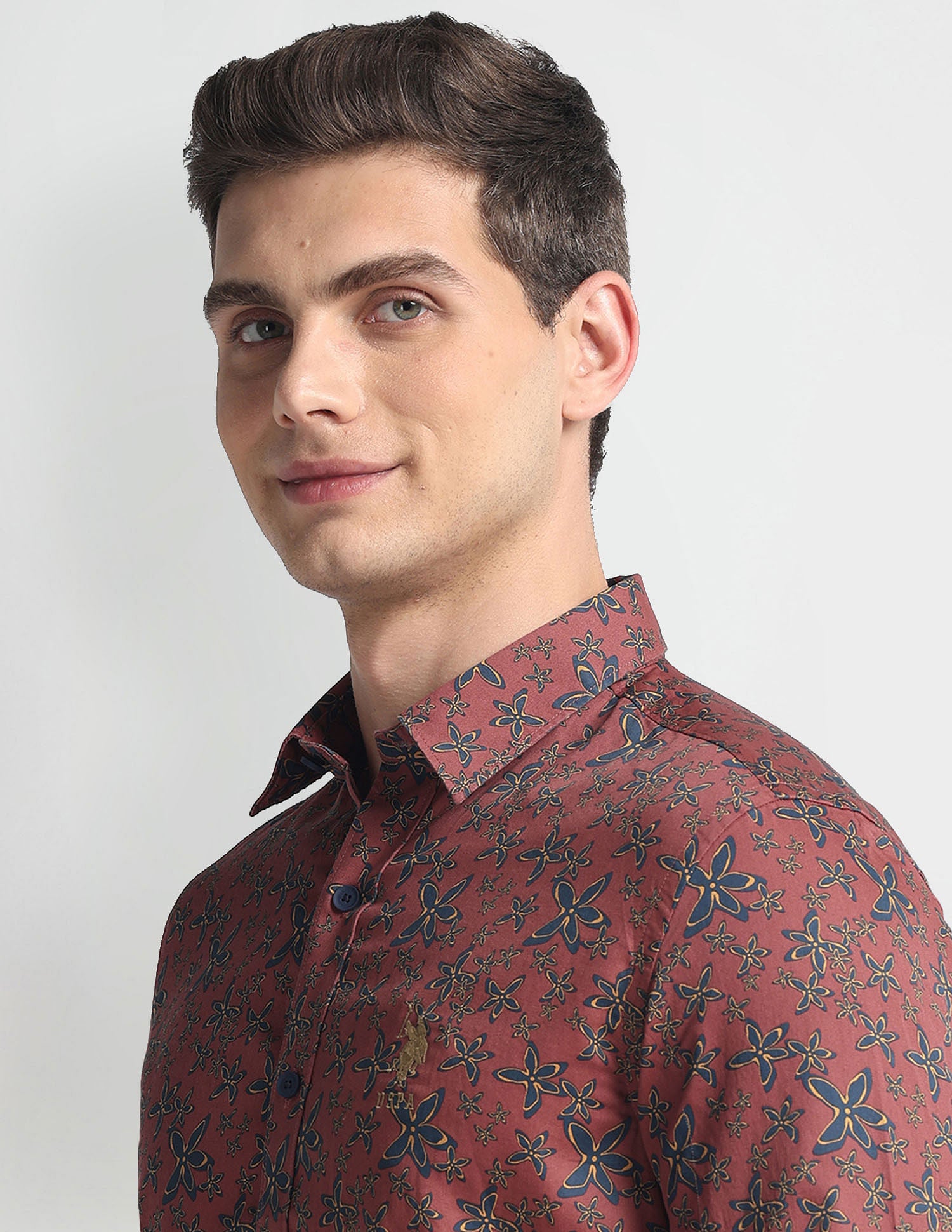 Floral Print Slim Shirt Red - U.S. Polo Assn. India | Large
