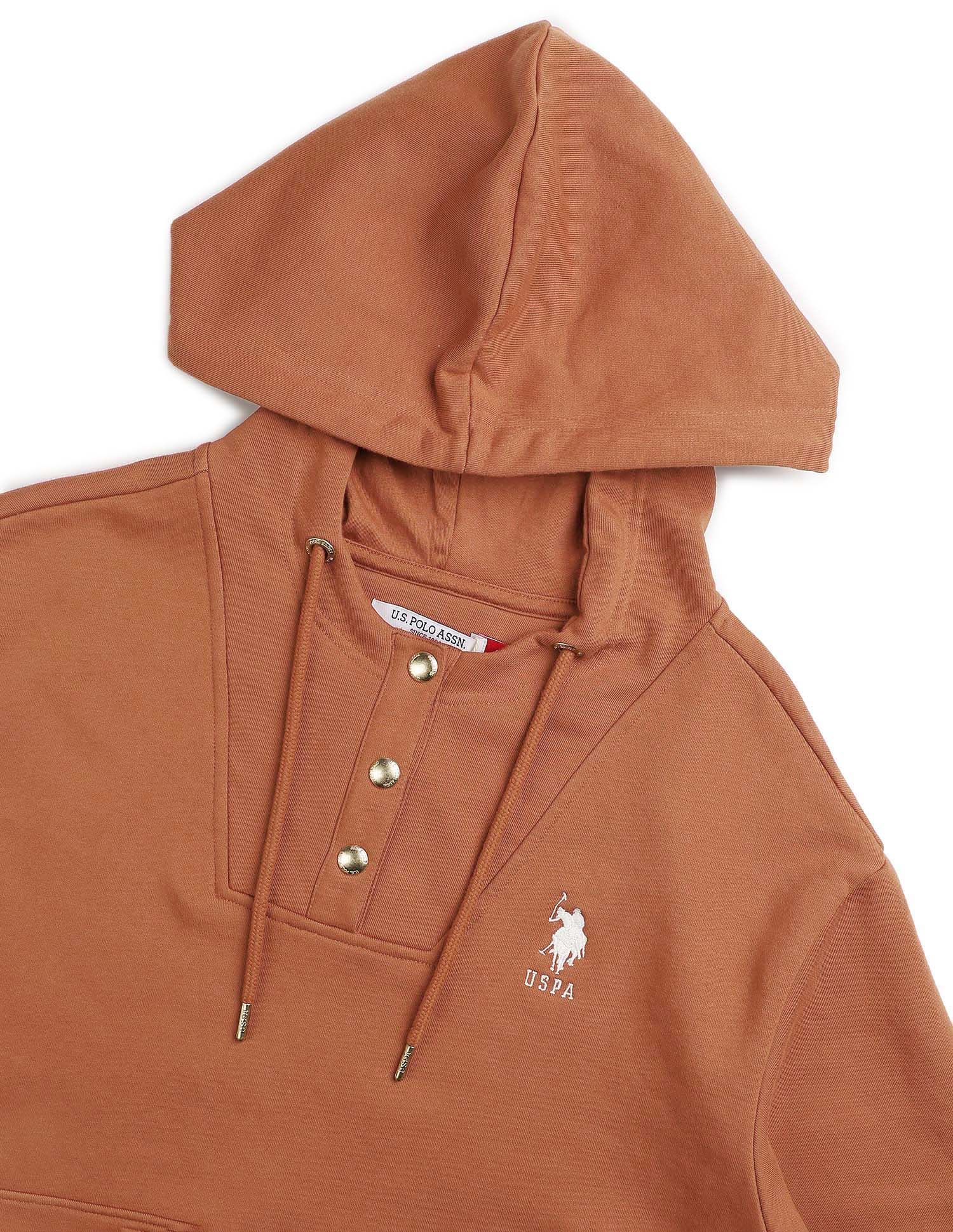 Brand Printed Hooded Sweatshirt Brown - U.S. POLO ASSN. | Large