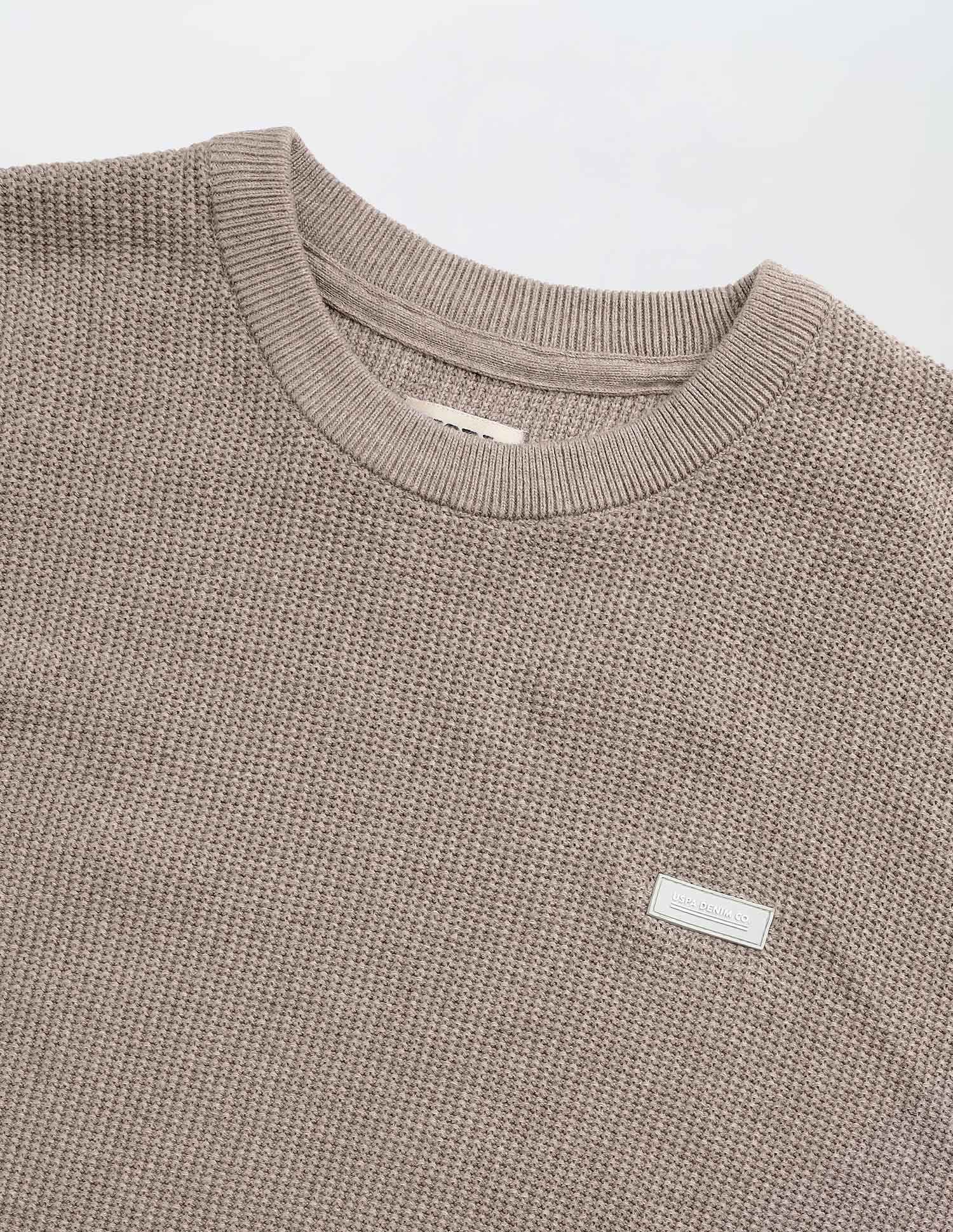 Patterned Knit Regular Fit Sweater Beige - U.S. POLO ASSN. | Large