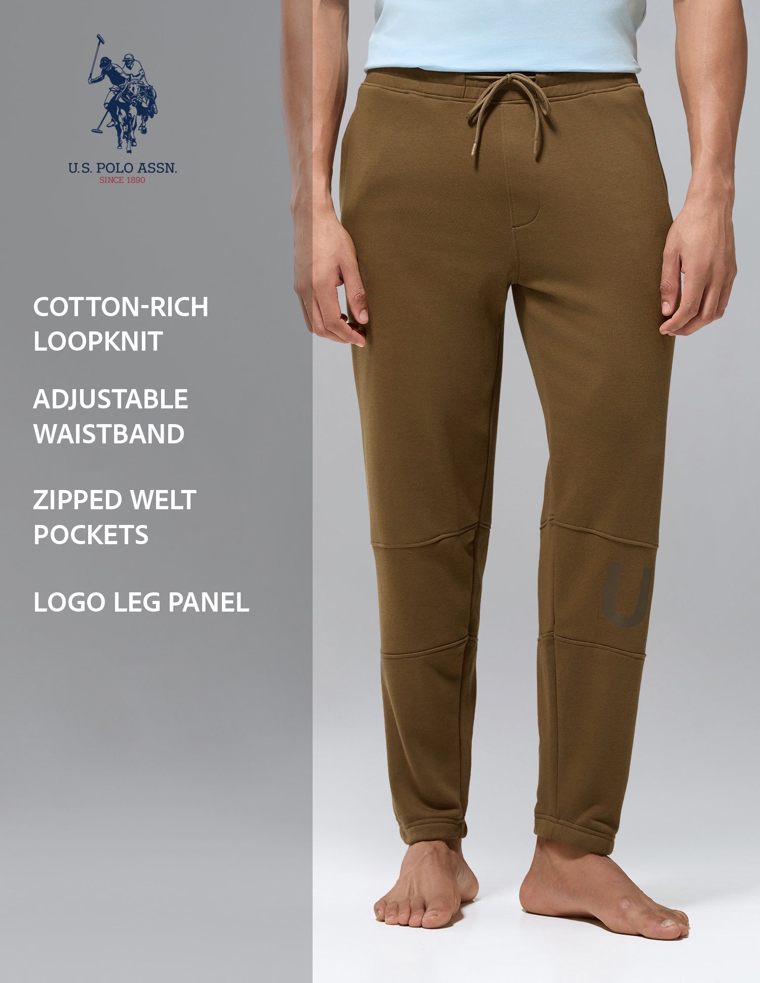 Cotton Rich Loopknit OJ012 Joggers Breen - U.S. Polo Assn. India | Large