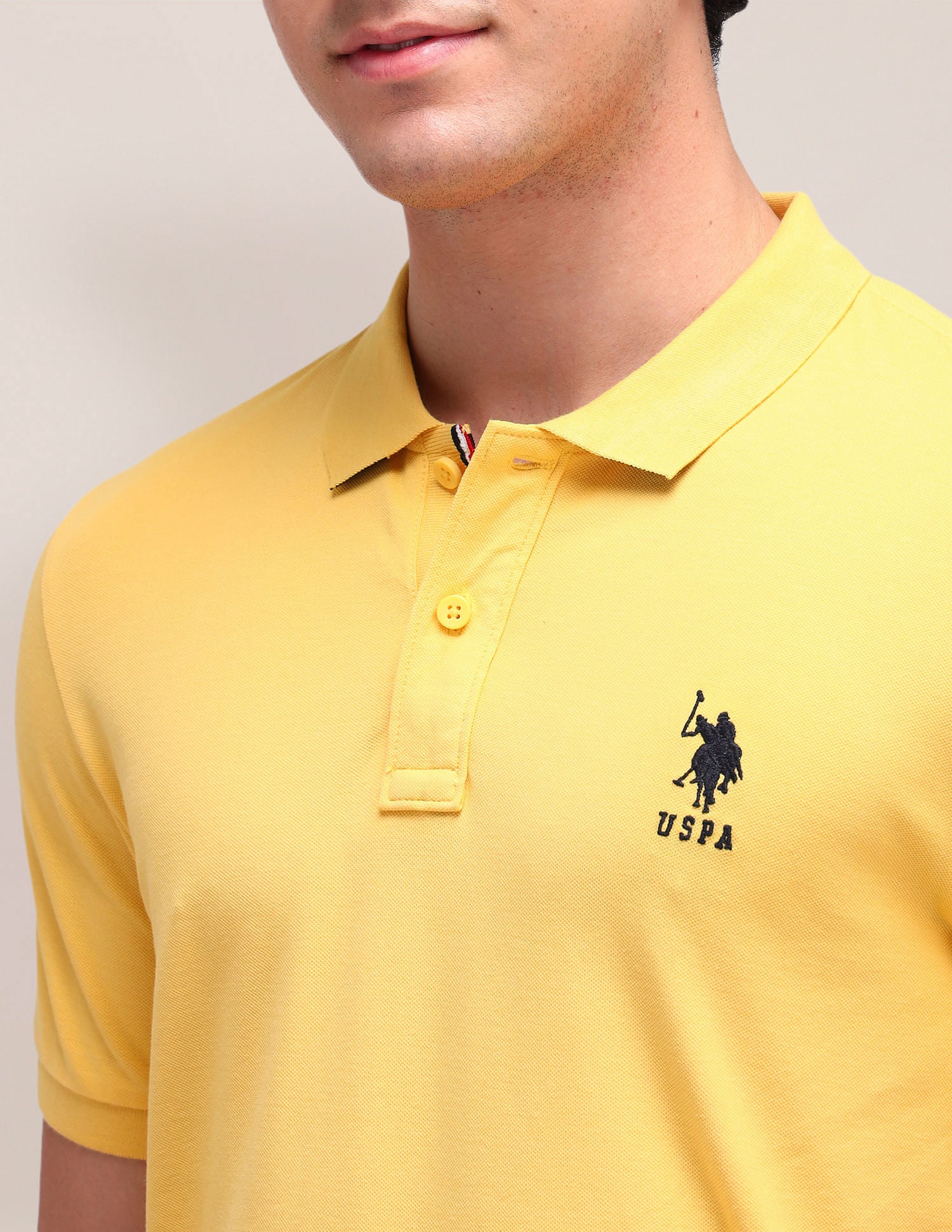Solid Slim Fit Polo Shirt Yellow - U.S. POLO ASSN. | Large
