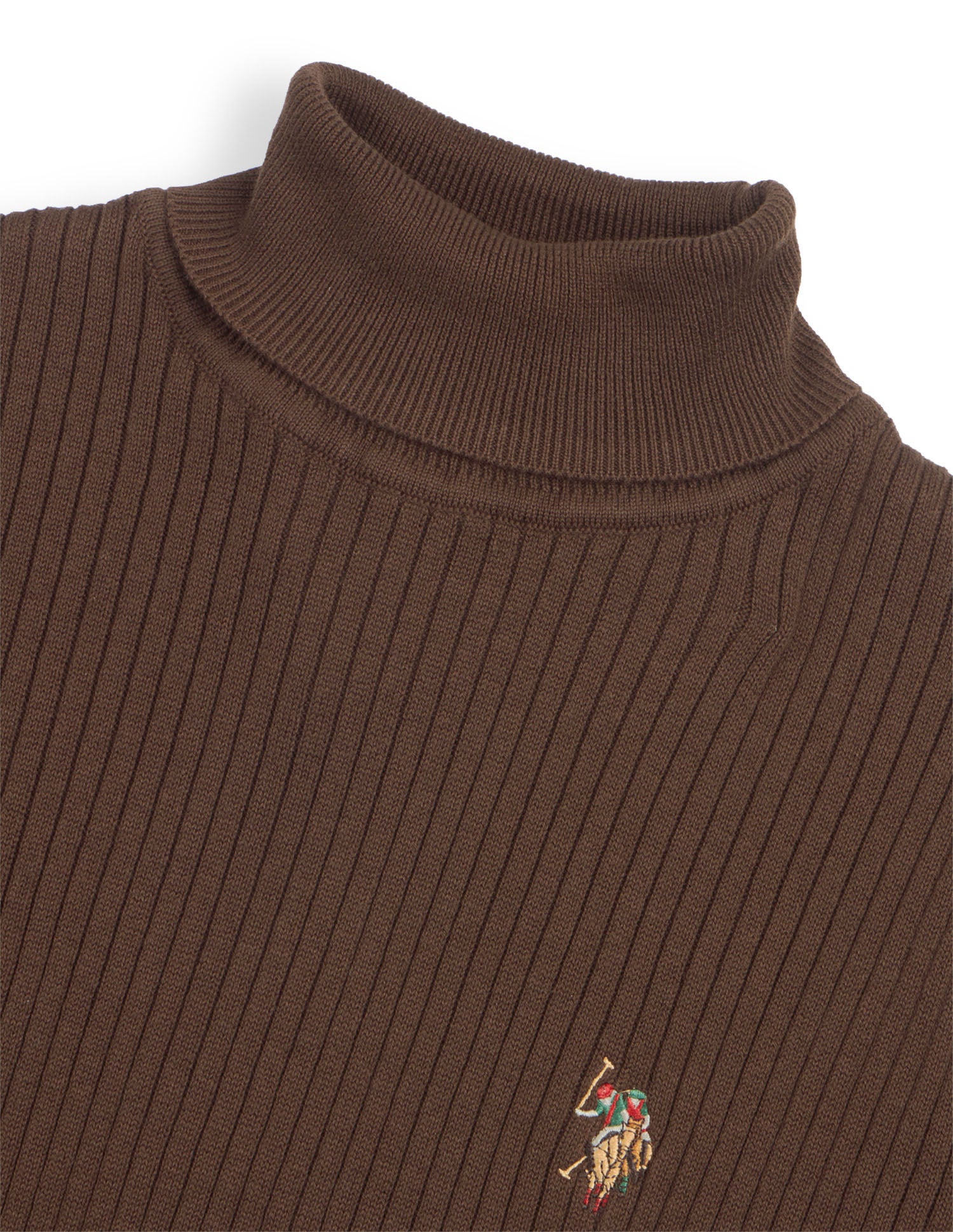 Vertical Striped Patterned Knit Fitted Sweater Dark Brown - U.S. Polo Assn. India | Large