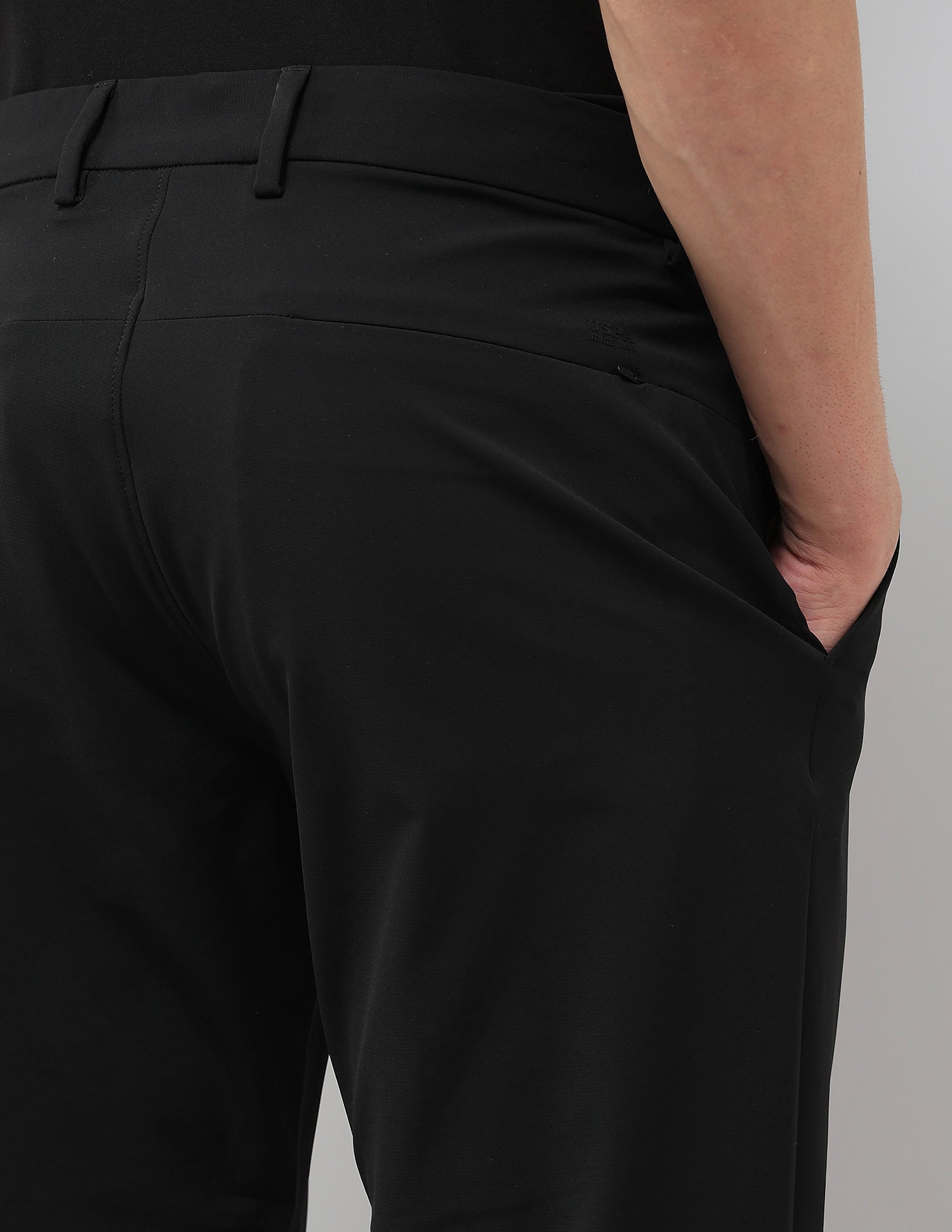 Satin Riley Straight Fit Trousers Black - U.S. POLO ASSN. | Large