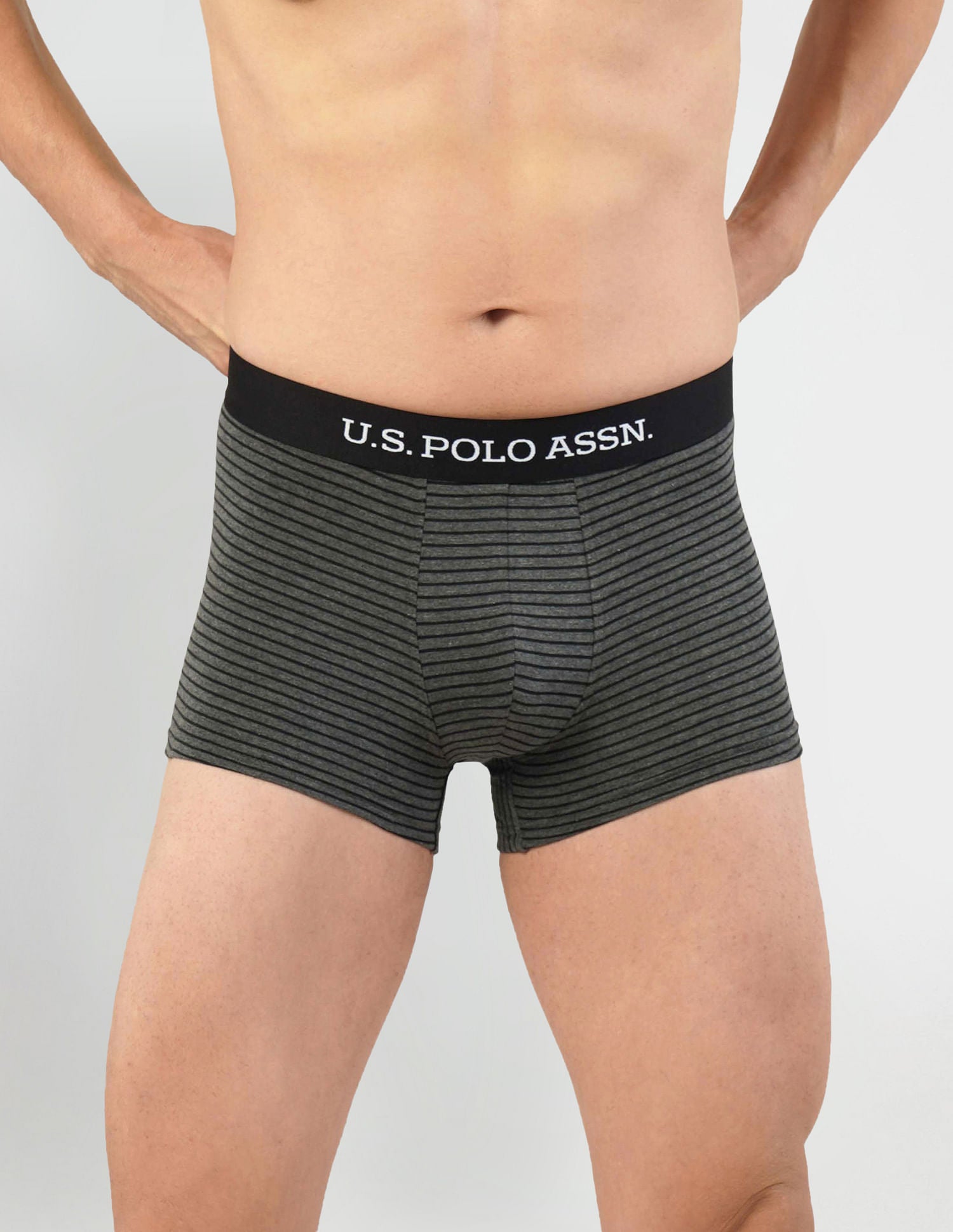 Horizontal Striped ET005 Trunks - Pack Of 2 Grey and Red - U.S. POLO ASSN. | Large