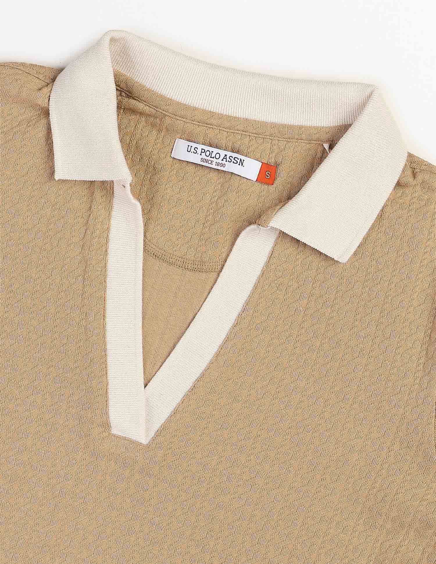 Regular Fit Textured Polo Shirt Light Brown - U.S. Polo Assn. India | Large