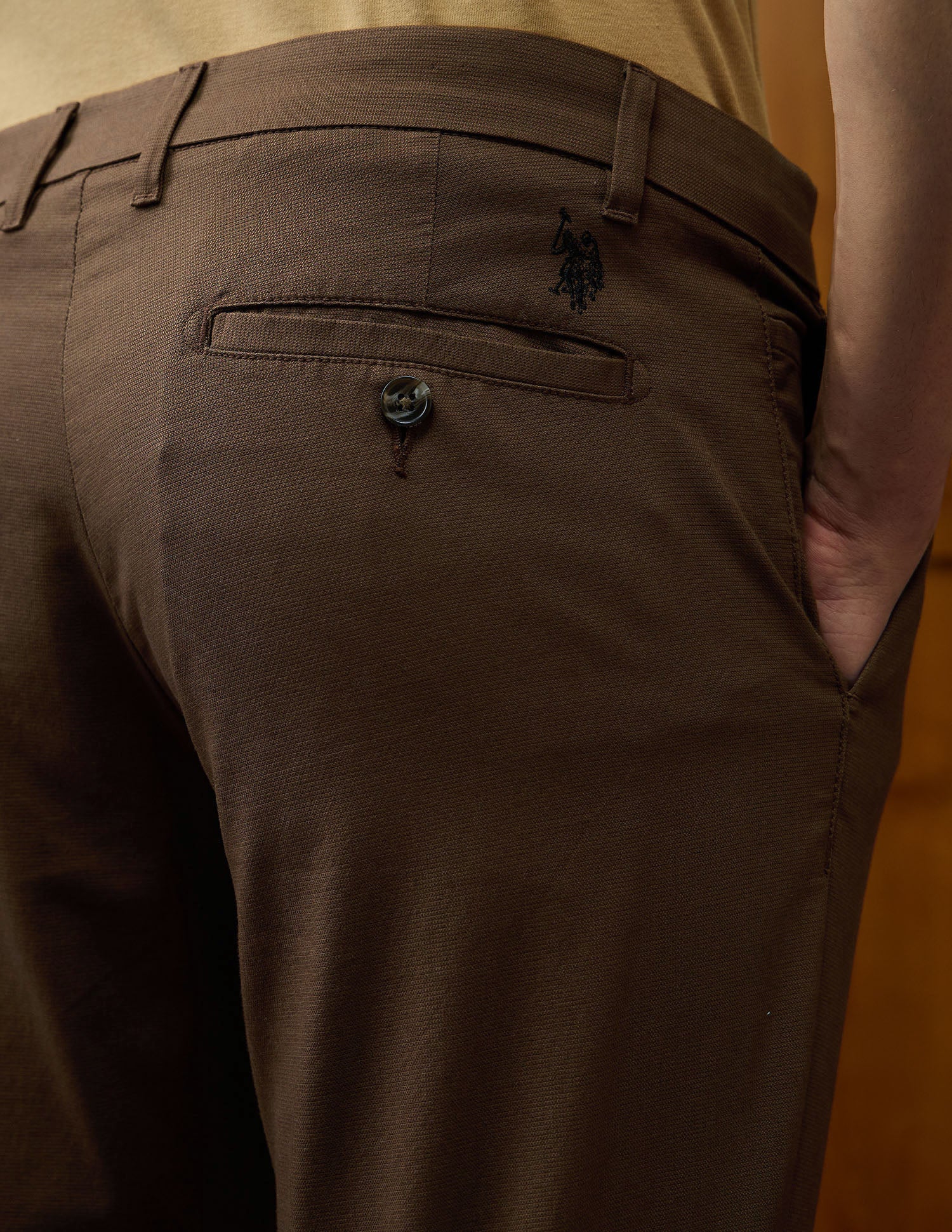 Denver Slim Fit Varsity Theatre Trousers Brown - U.S. POLO ASSN. | Large