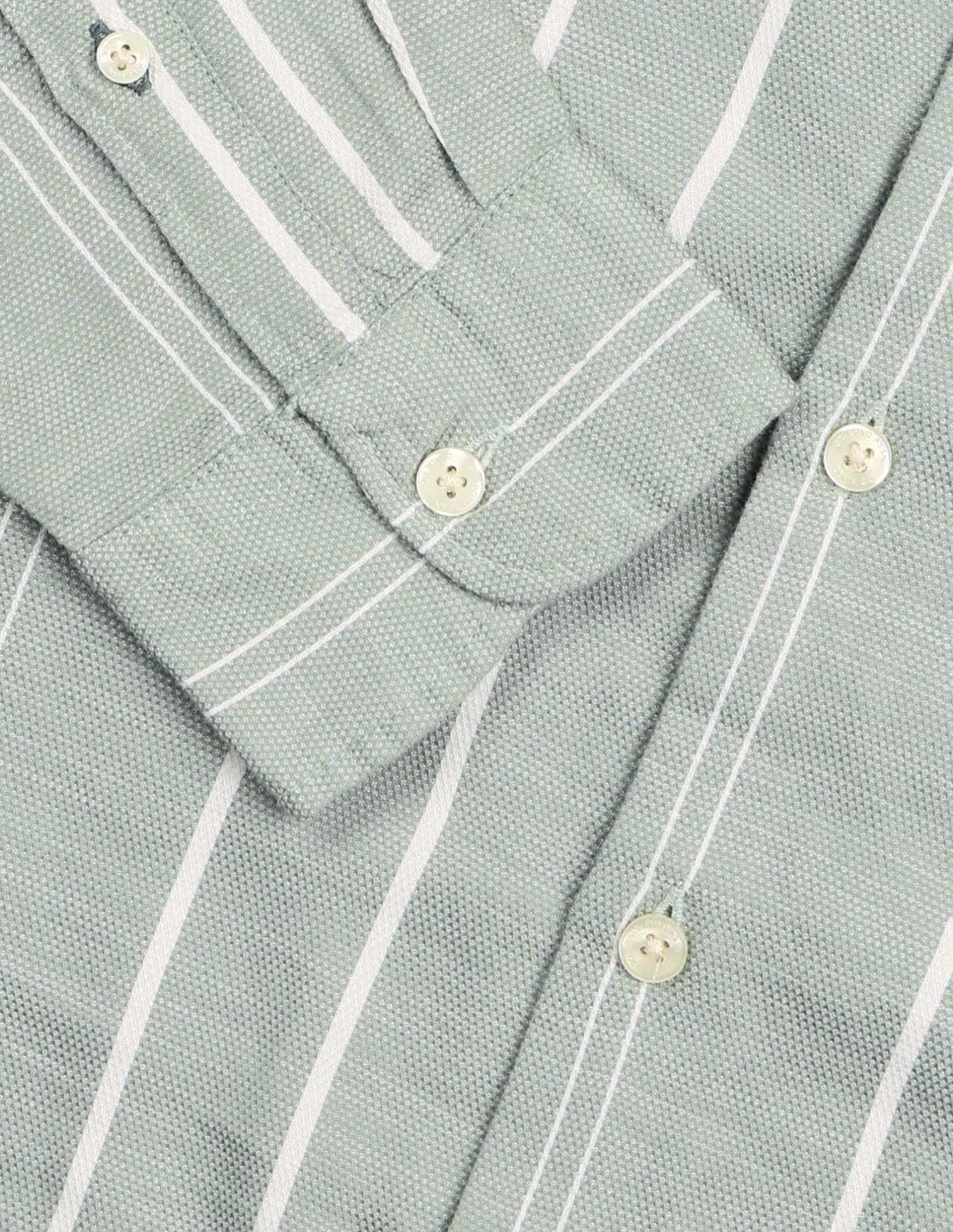 Vertical Striped Pure Cotton Shirt Light Green - U.S. Polo Assn. India | Large