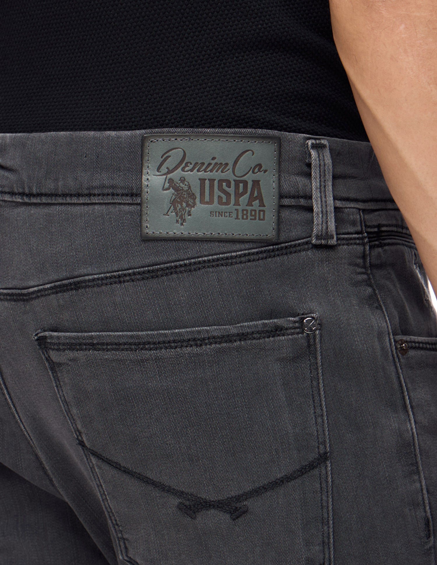 Brandon Slim-Tapered Fit Black Jeans Washed Black - U.S. Polo Assn. India | Large
