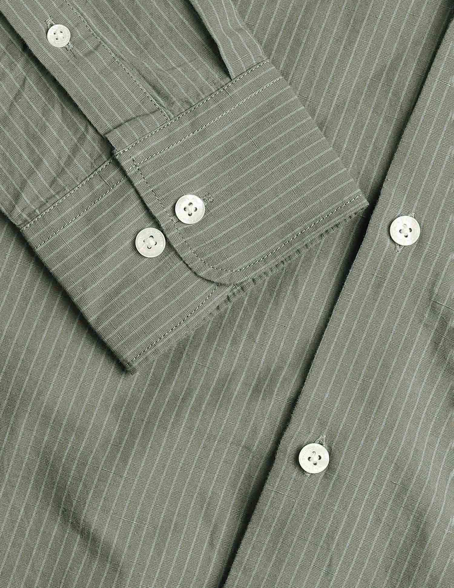 Pinstriped Tailored Fit Shirt Light Green - U.S. Polo Assn. India | Large