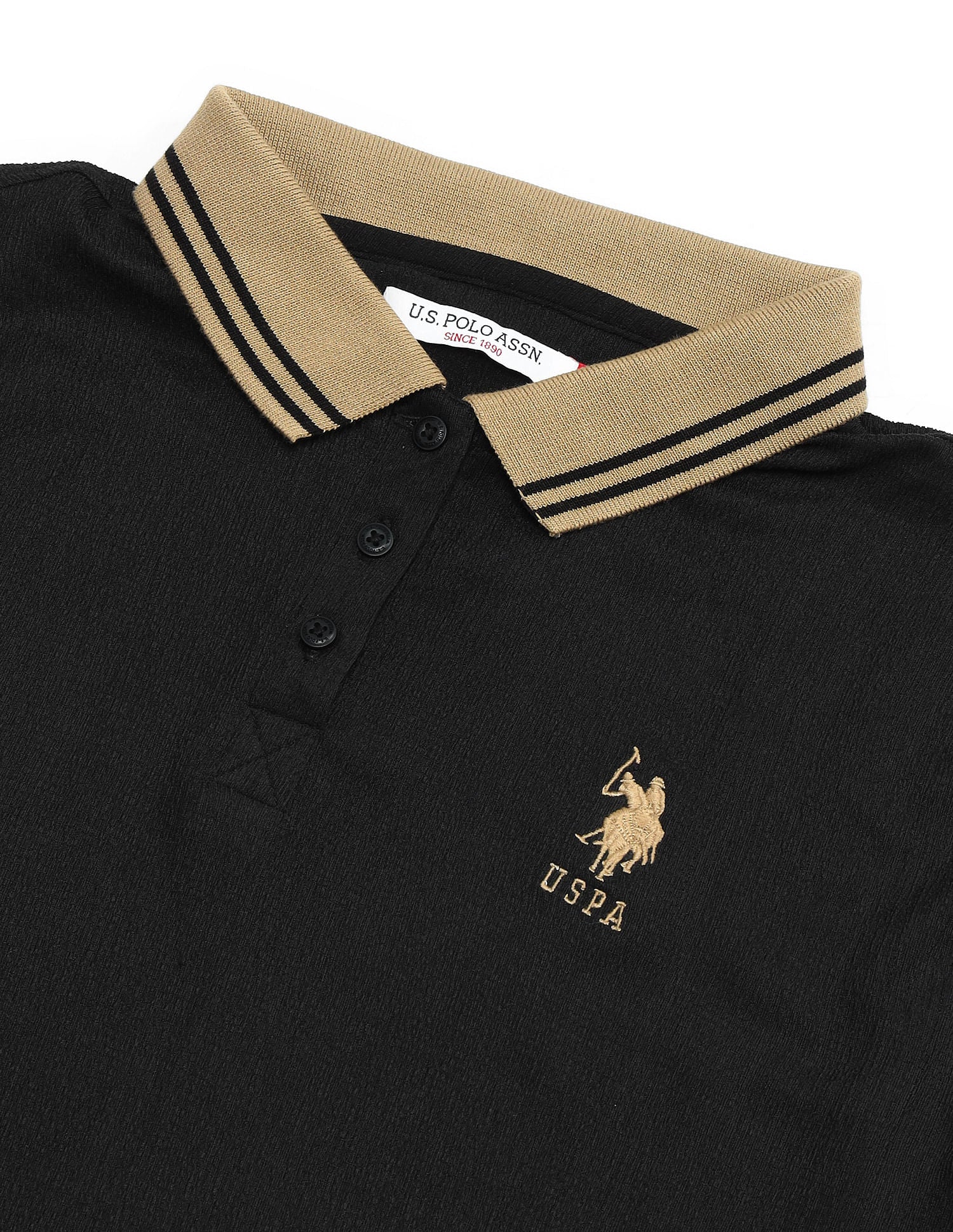 Oversized Fit Textured Polo Shirt Black - U.S. POLO ASSN. | Large