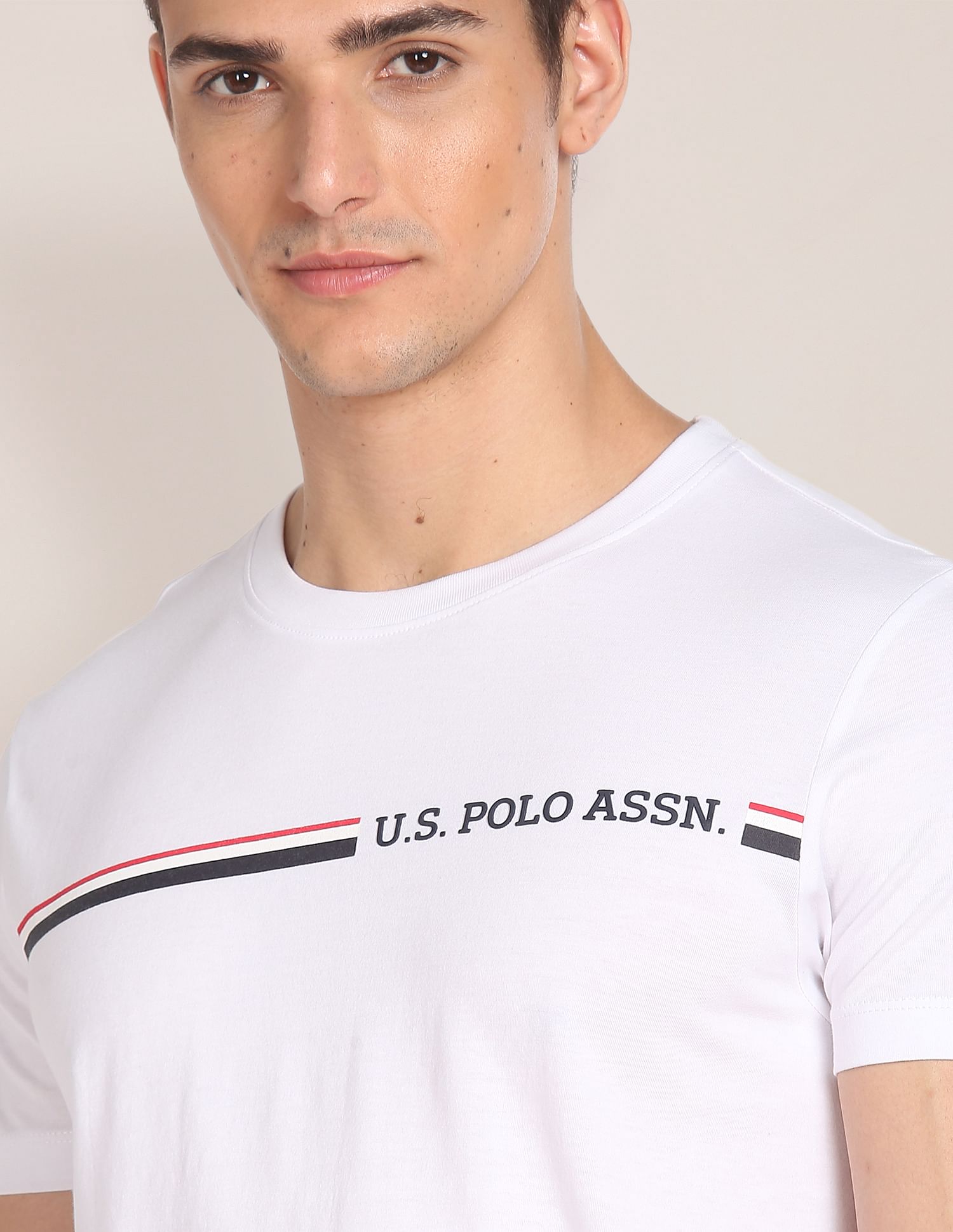 Crew Neck Brand Print T-Shirt White - U.S. POLO ASSN. | Large